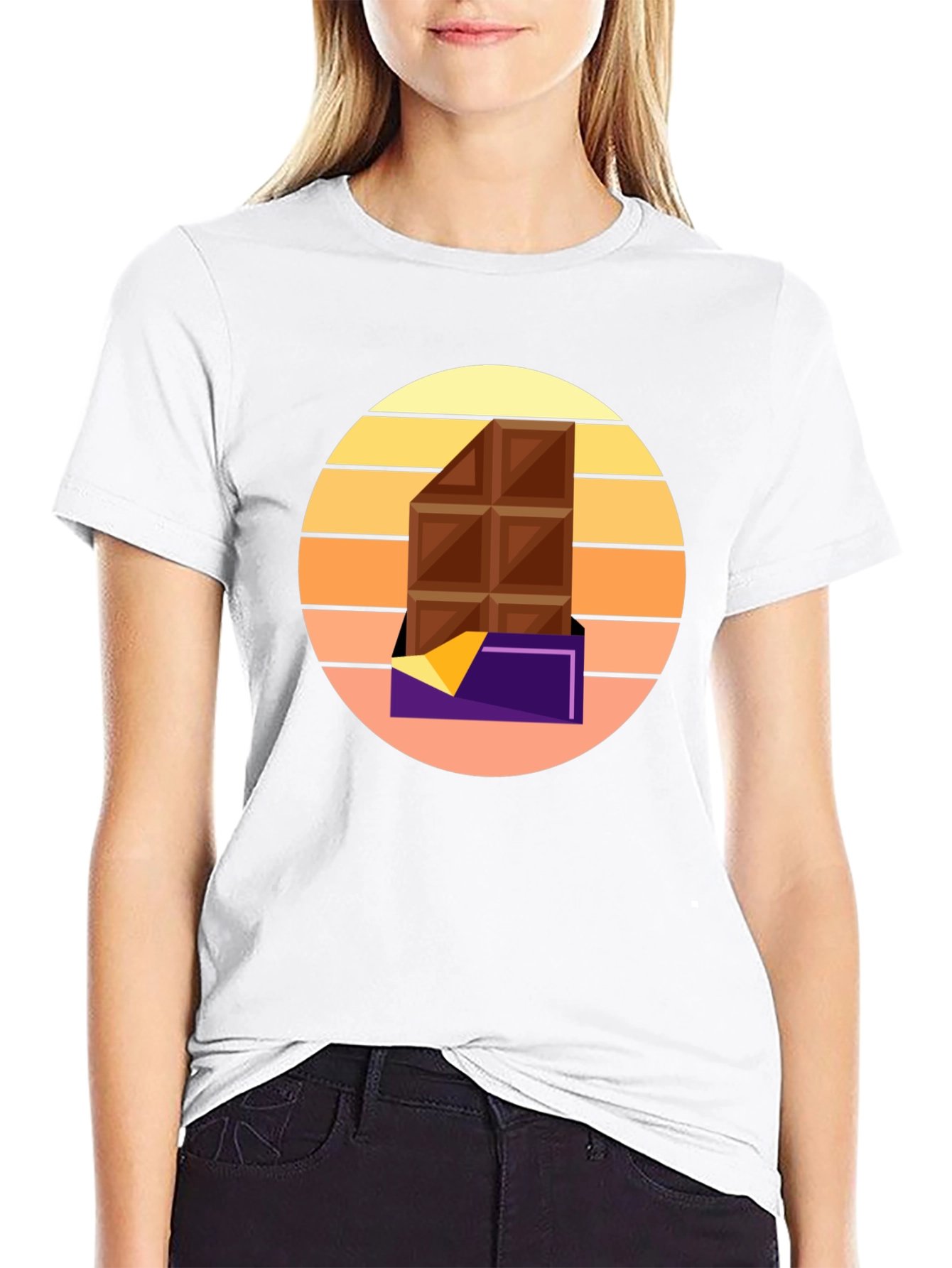 Chocolate Bar Graphic Tee - Retro Sunset Style