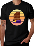 Chocolate Bar Graphic Tee - Retro Sunset Style