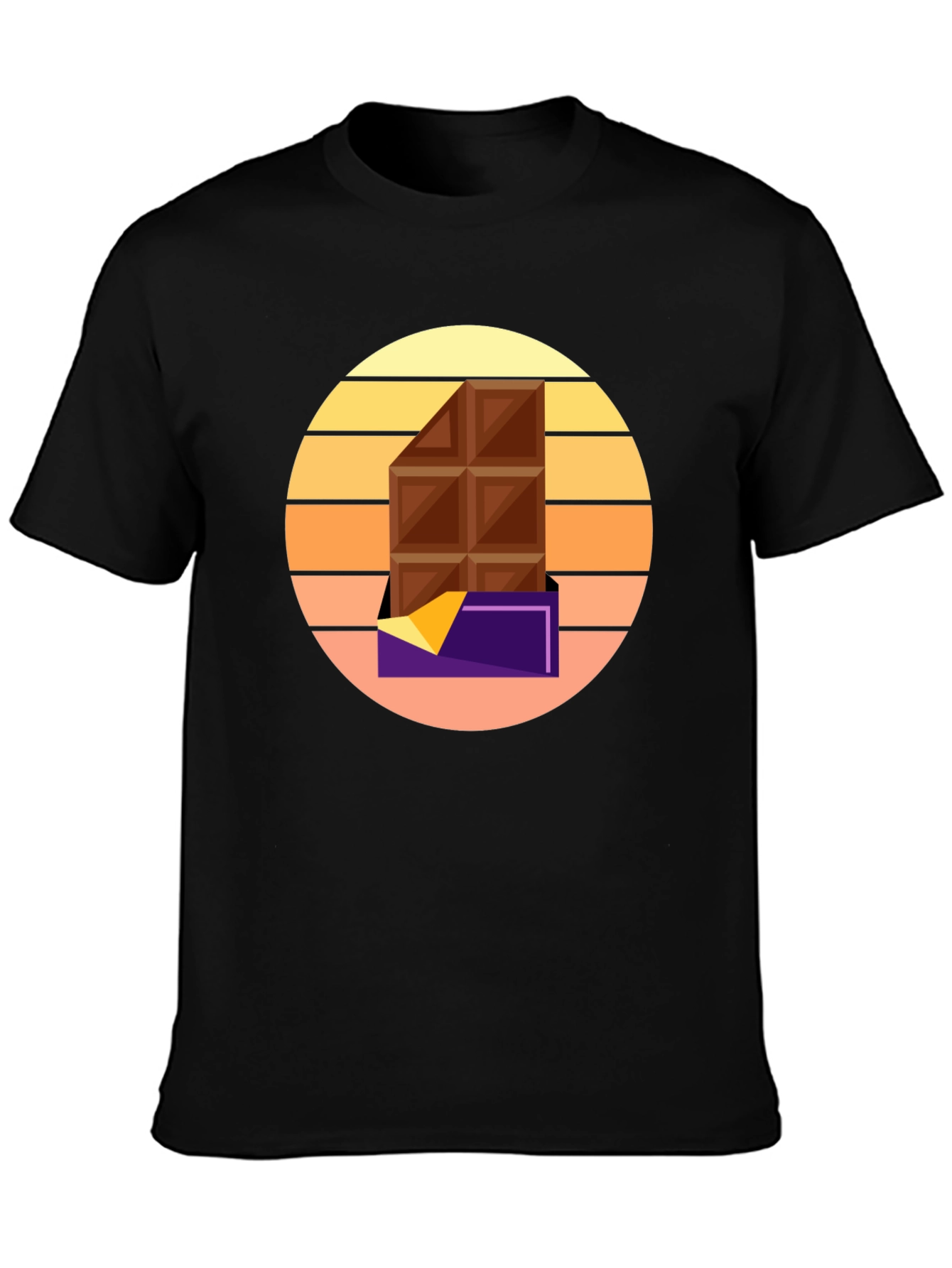 Chocolate Bar Graphic Tee - Retro Sunset Style