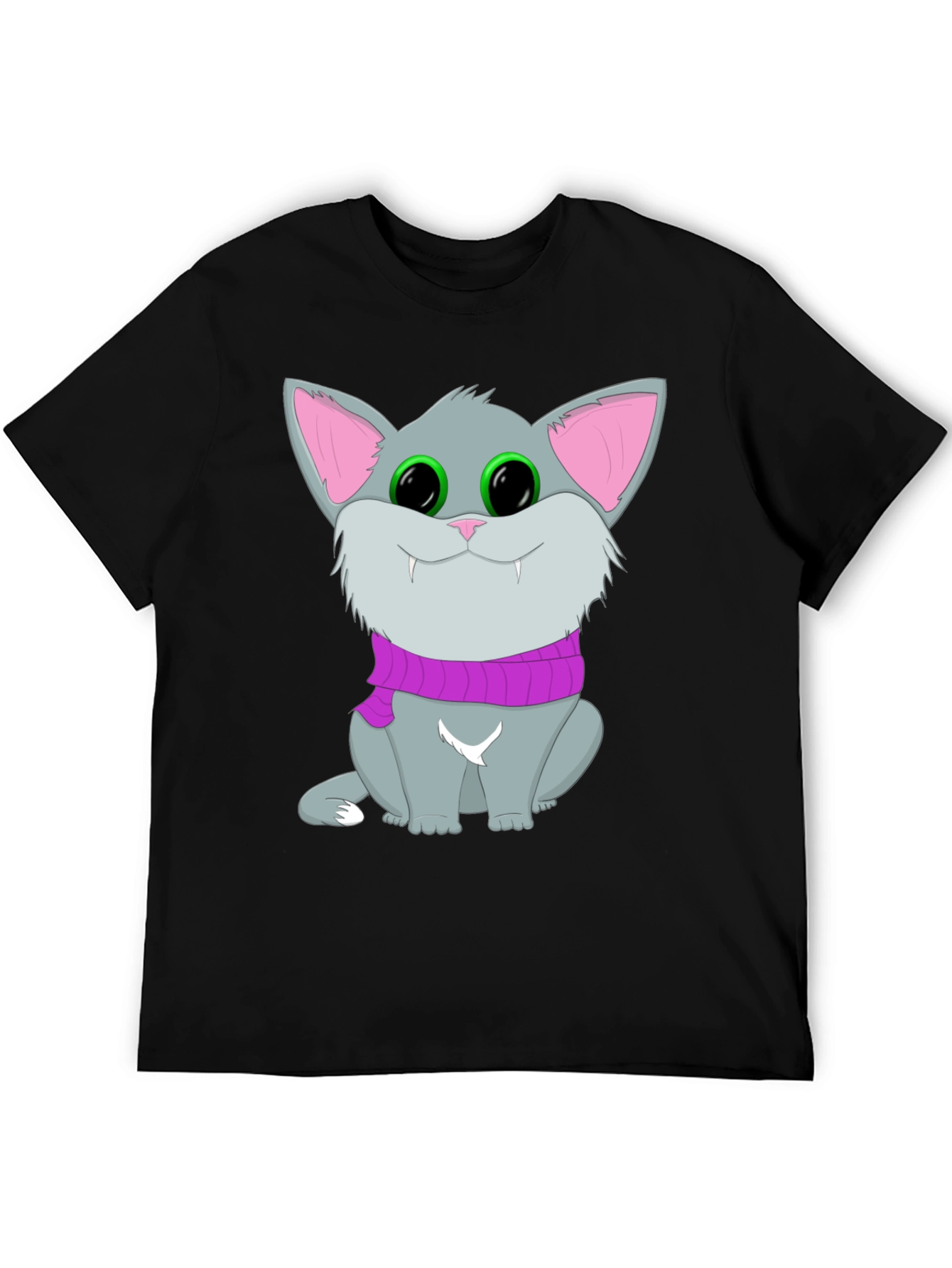 Cute Cat T-Shirt - Black Graphic Tee Animal Lover