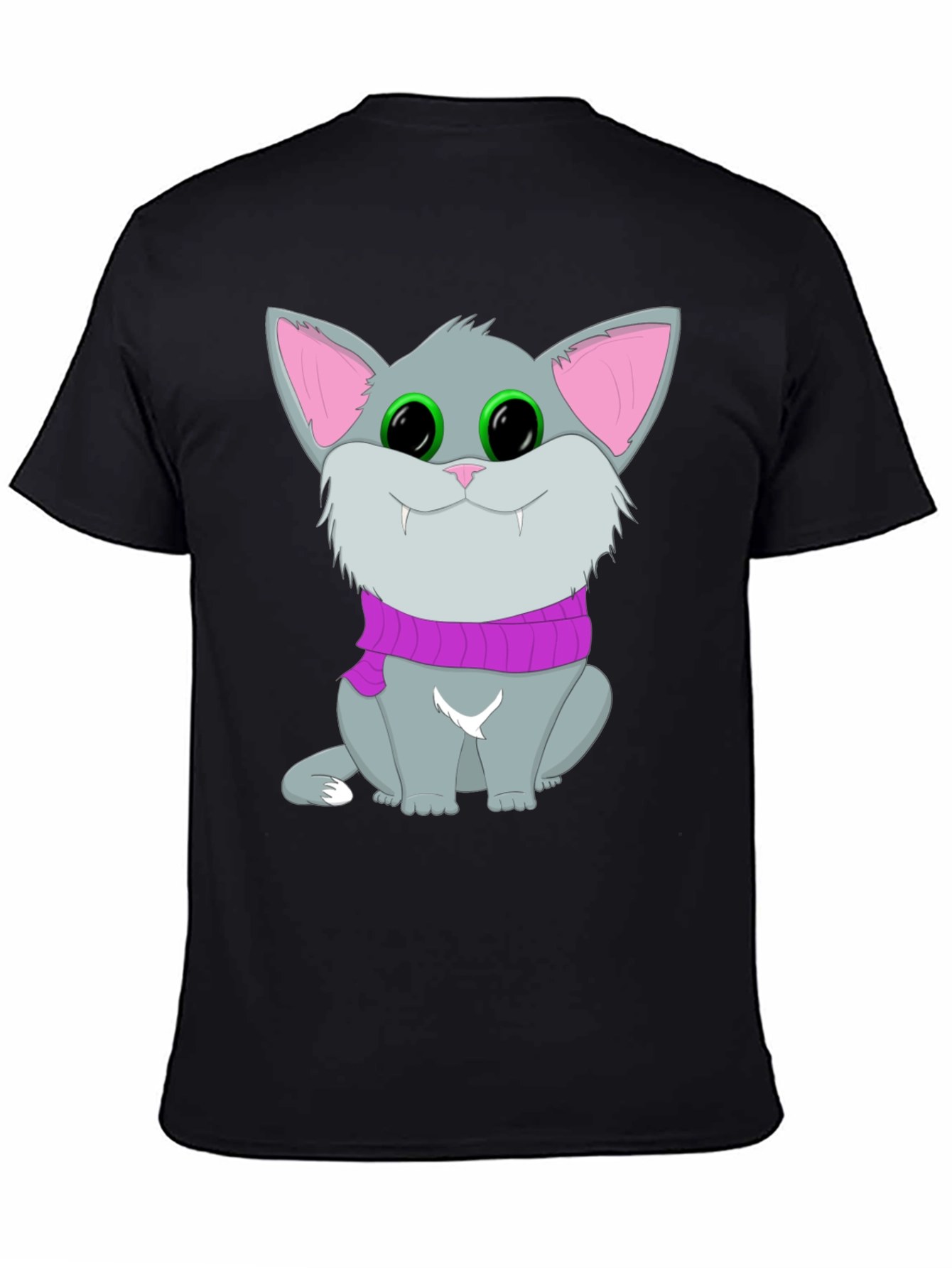 Cute Cat T-Shirt - Black Graphic Tee Animal Lover