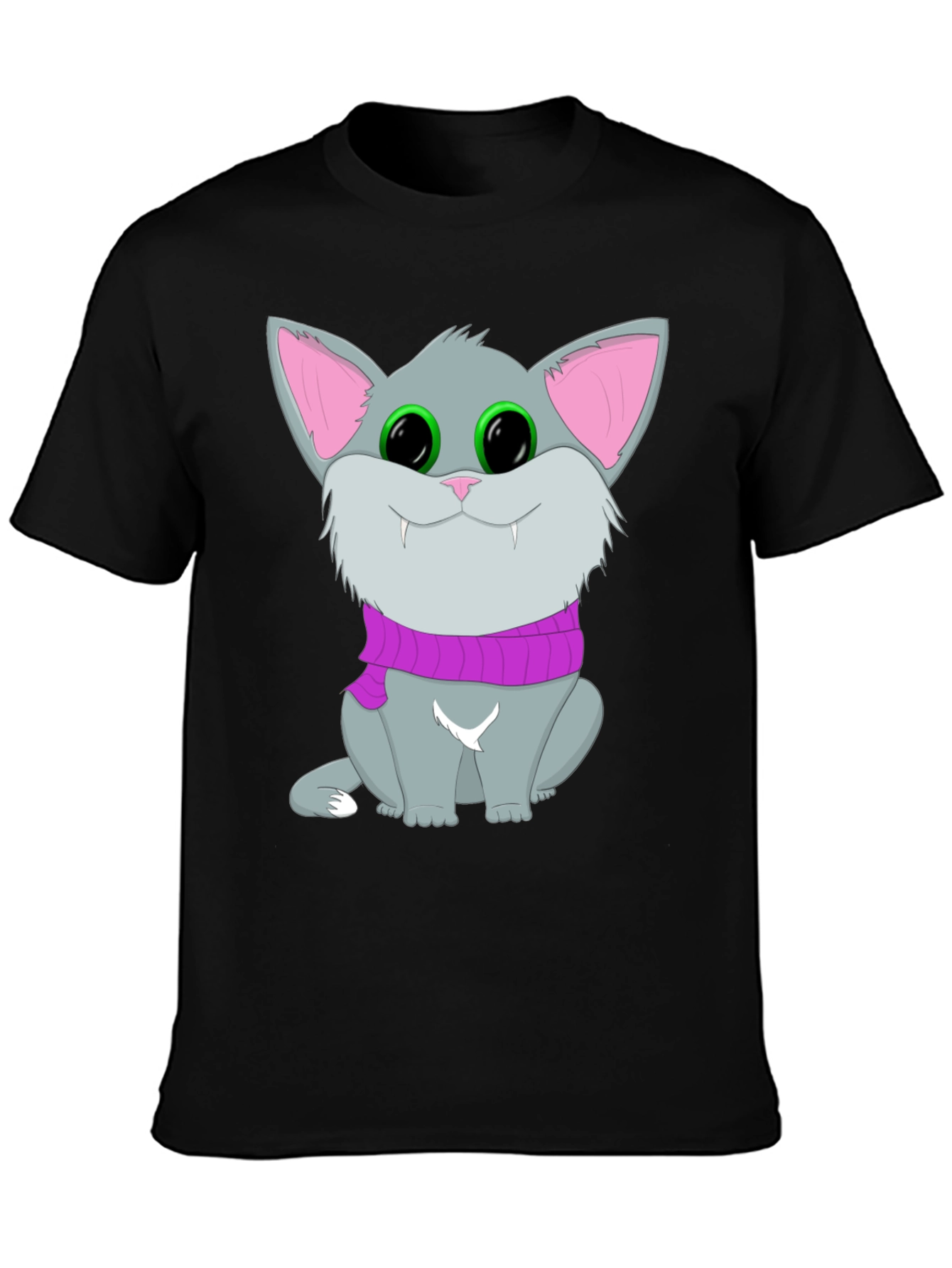 Cute Cat T-Shirt - Black Graphic Tee Animal Lover
