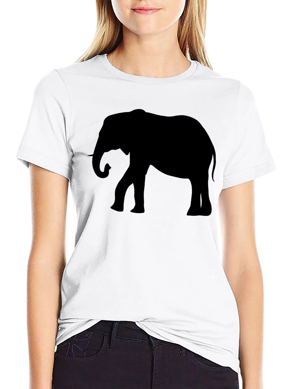 Elephant Silhouette Graphic Tee - Black Cotton T-Shirt