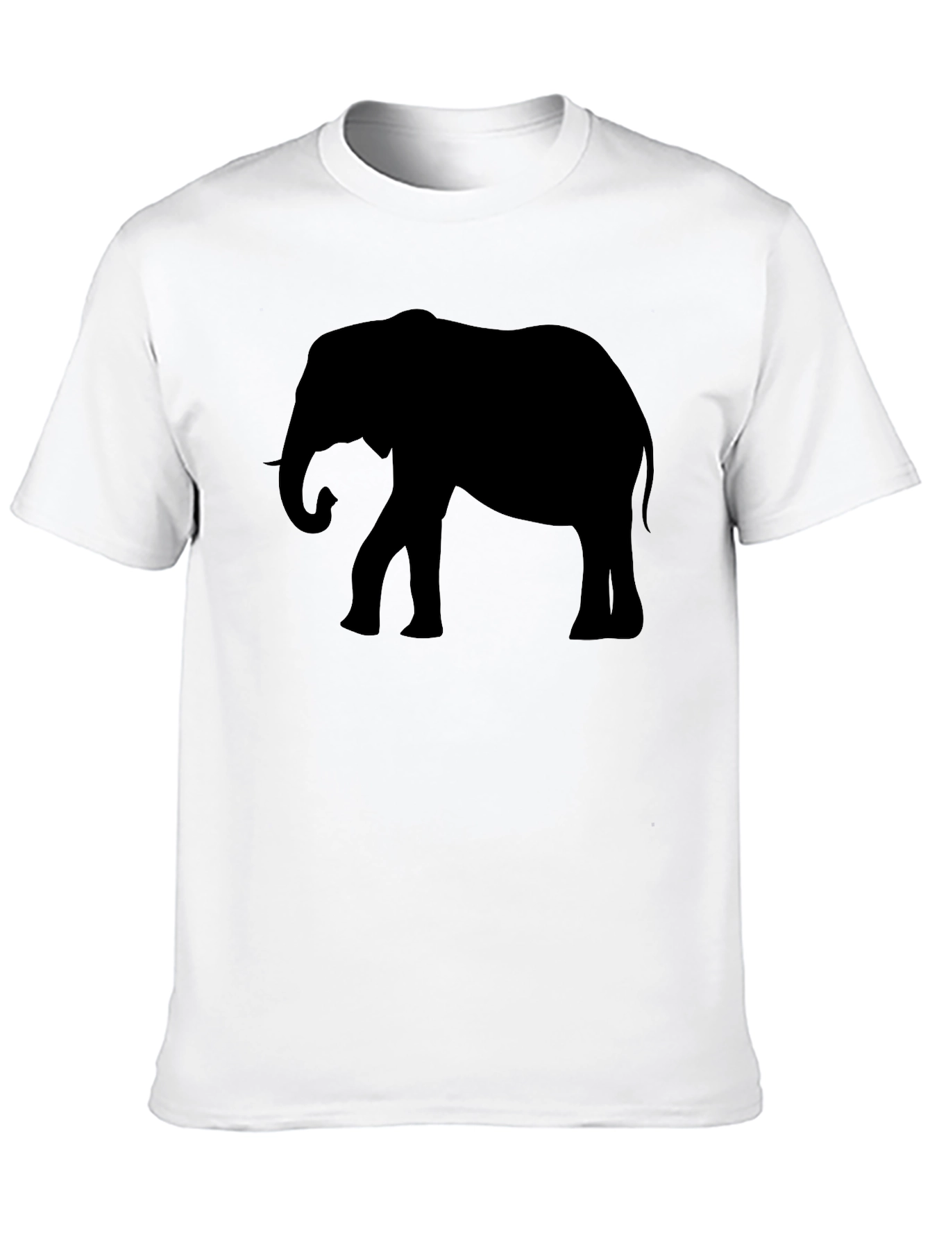 Elephant Silhouette Graphic Tee - Black Cotton T-Shirt