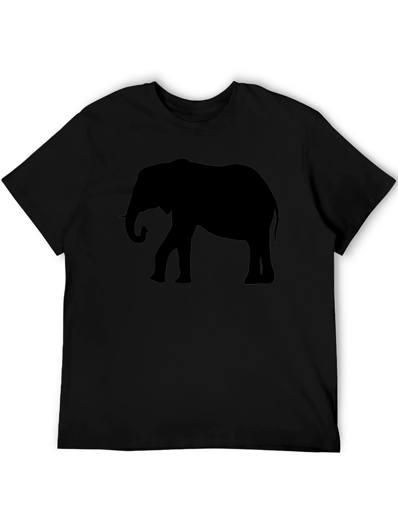 Elephant Silhouette Graphic Tee - Black Cotton T-Shirt