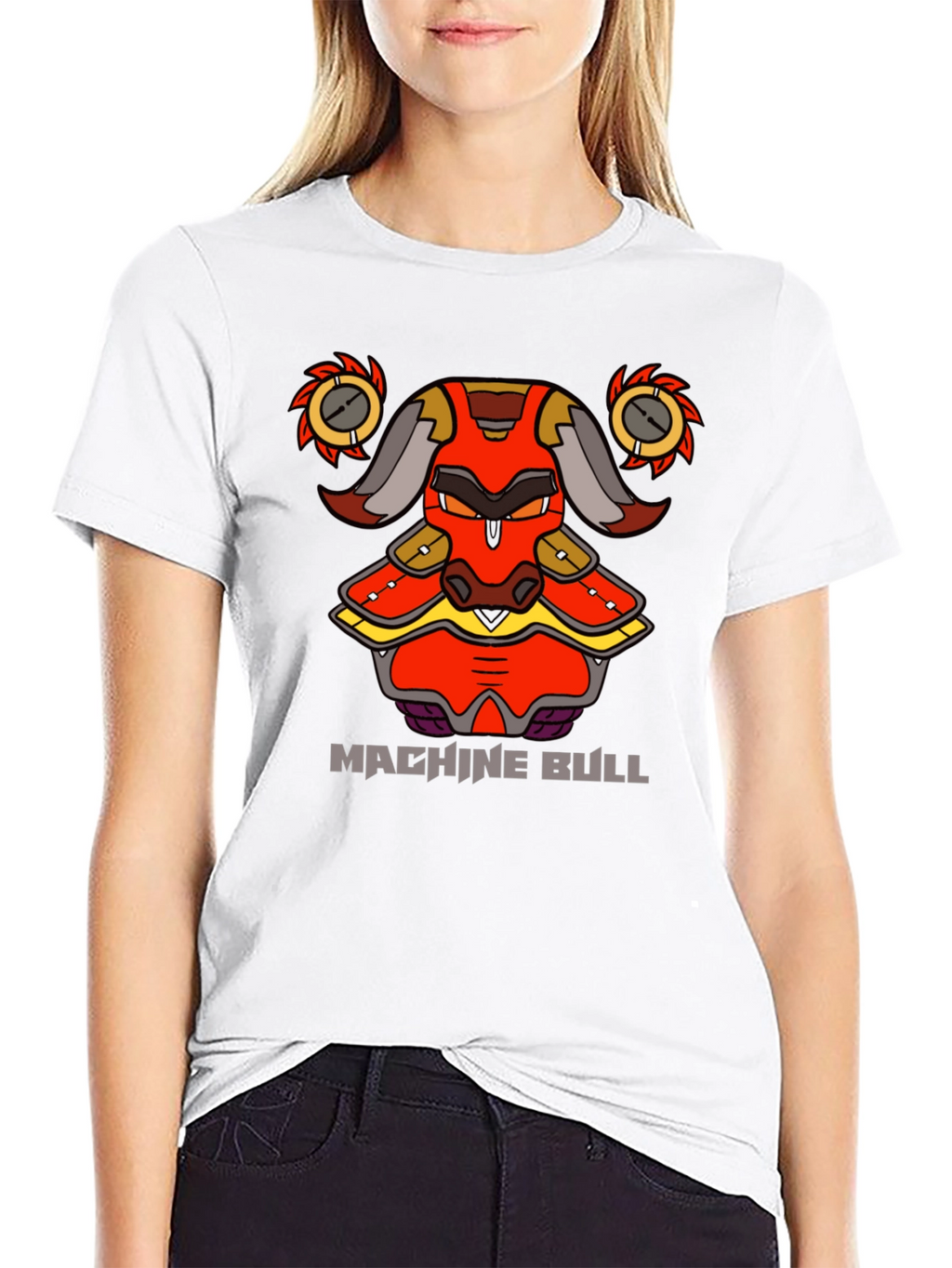 Machine Bull Graphic Tee - Black Cotton T-Shirt