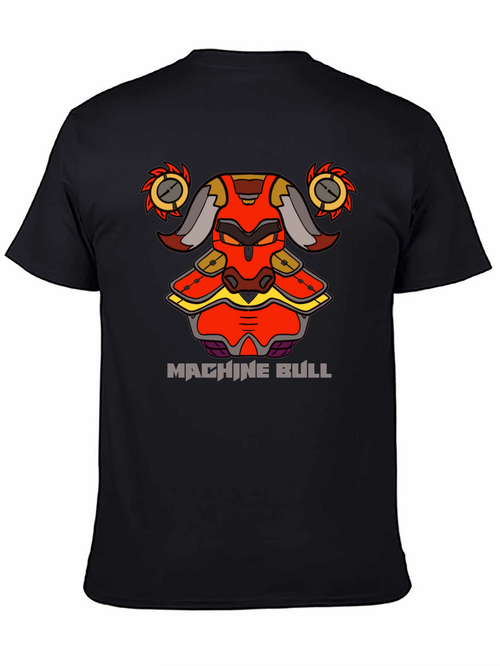 Machine Bull Graphic Tee - Black Cotton T-Shirt