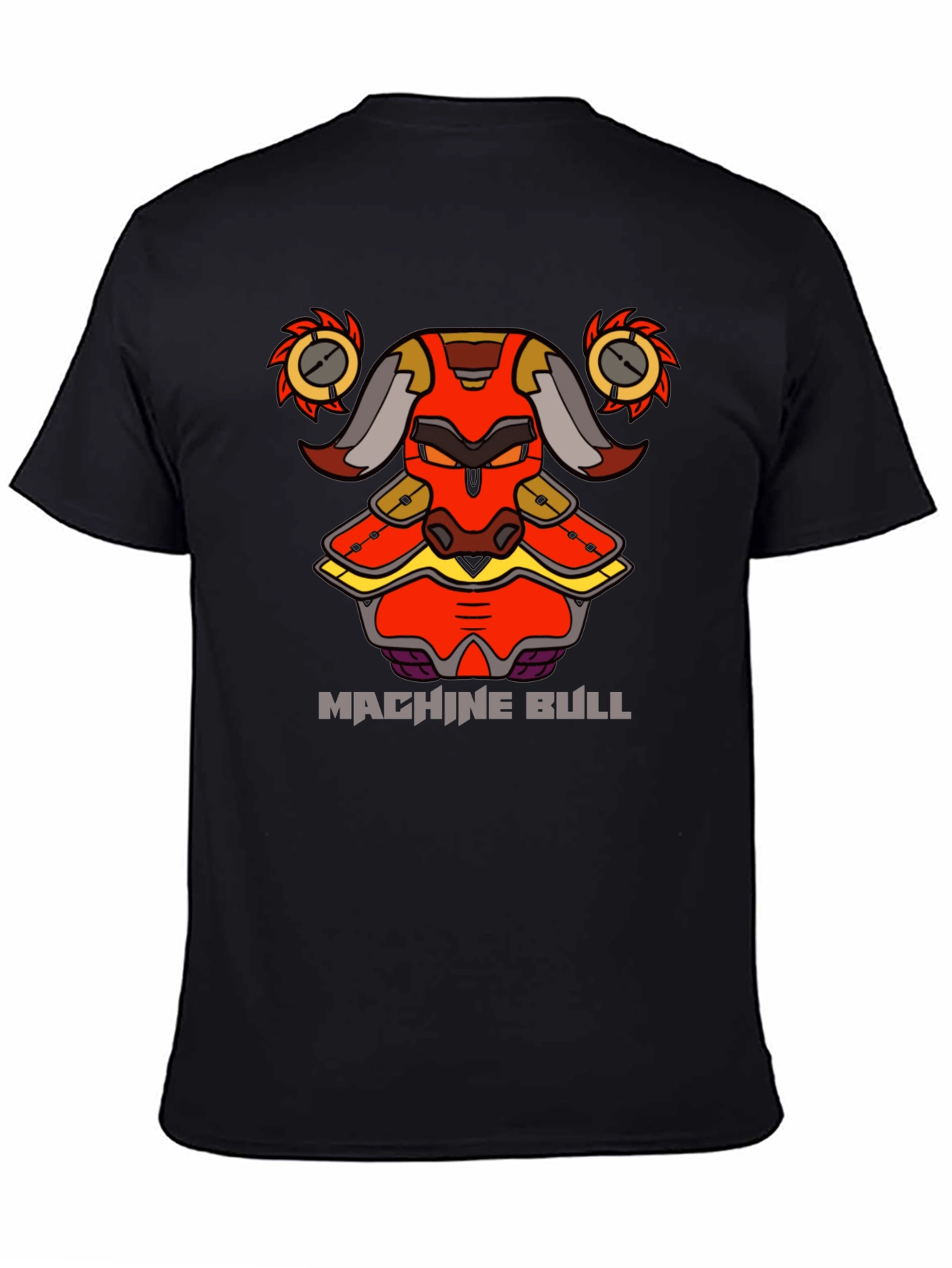 Machine Bull Graphic Tee - Black Cotton T-Shirt