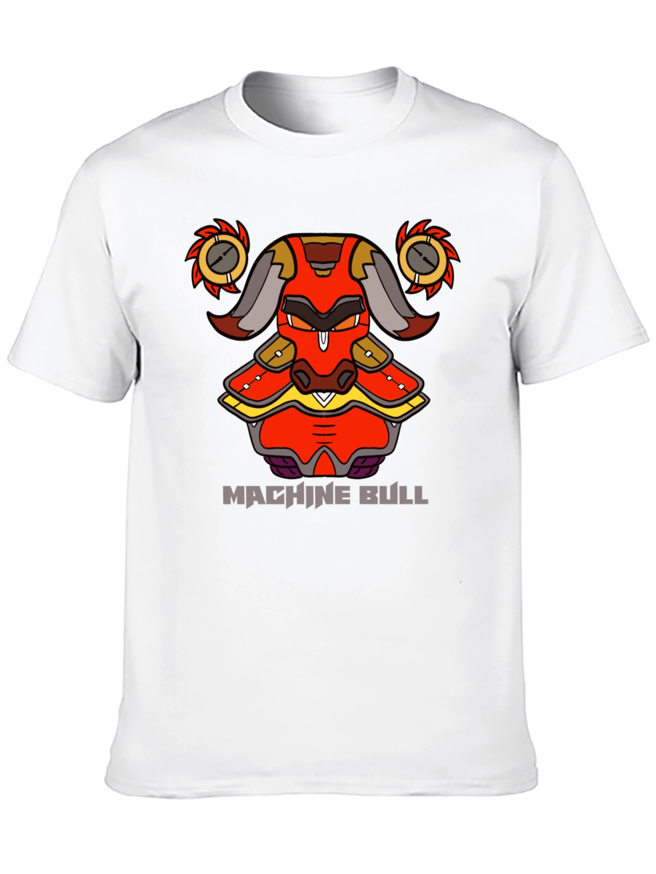 Machine Bull Graphic Tee - Black Cotton T-Shirt