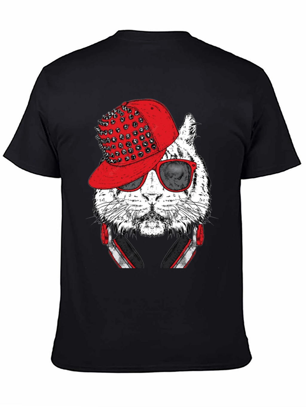 Cool Cat Graphic Tee - Red Hat & Headphones