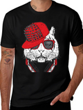 Cool Cat Graphic Tee - Red Hat & Headphones