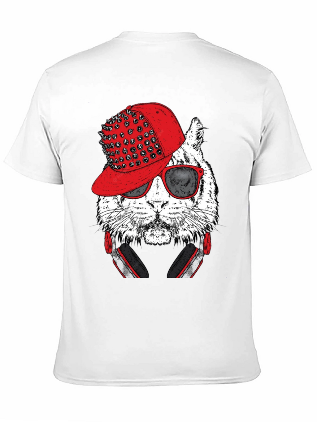 Cool Cat Graphic Tee - Red Hat & Headphones