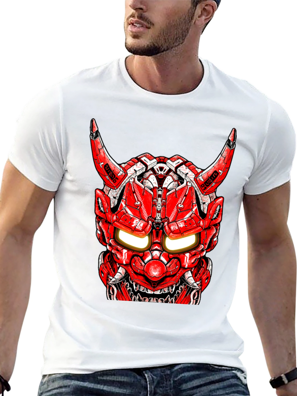 Cyberpunk Oni Mask Graphic Tee