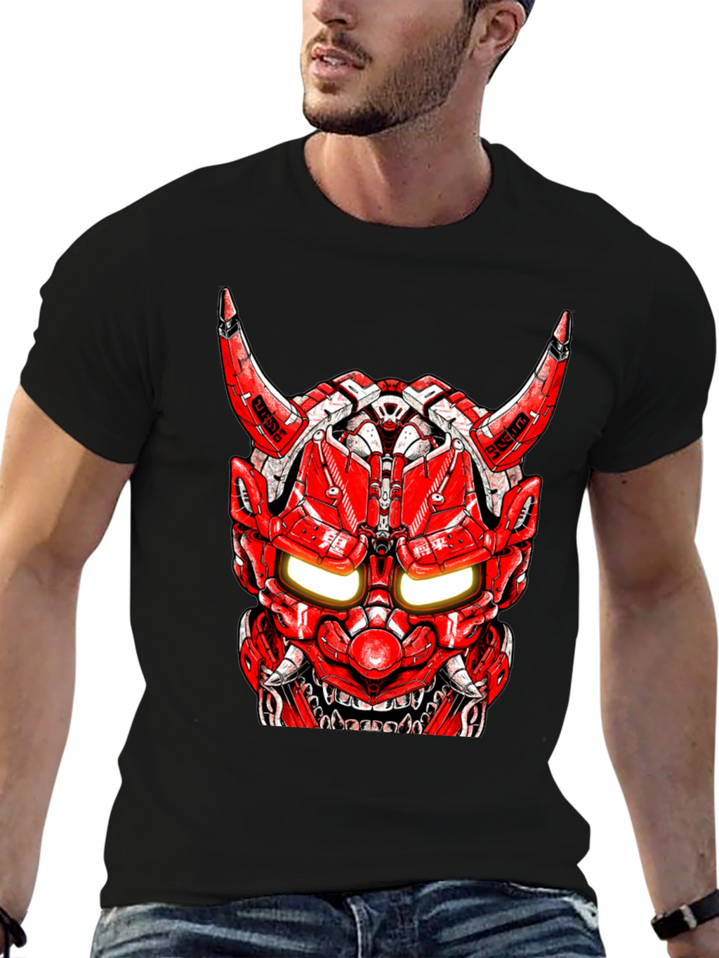 Cyberpunk Oni Mask Graphic Tee
