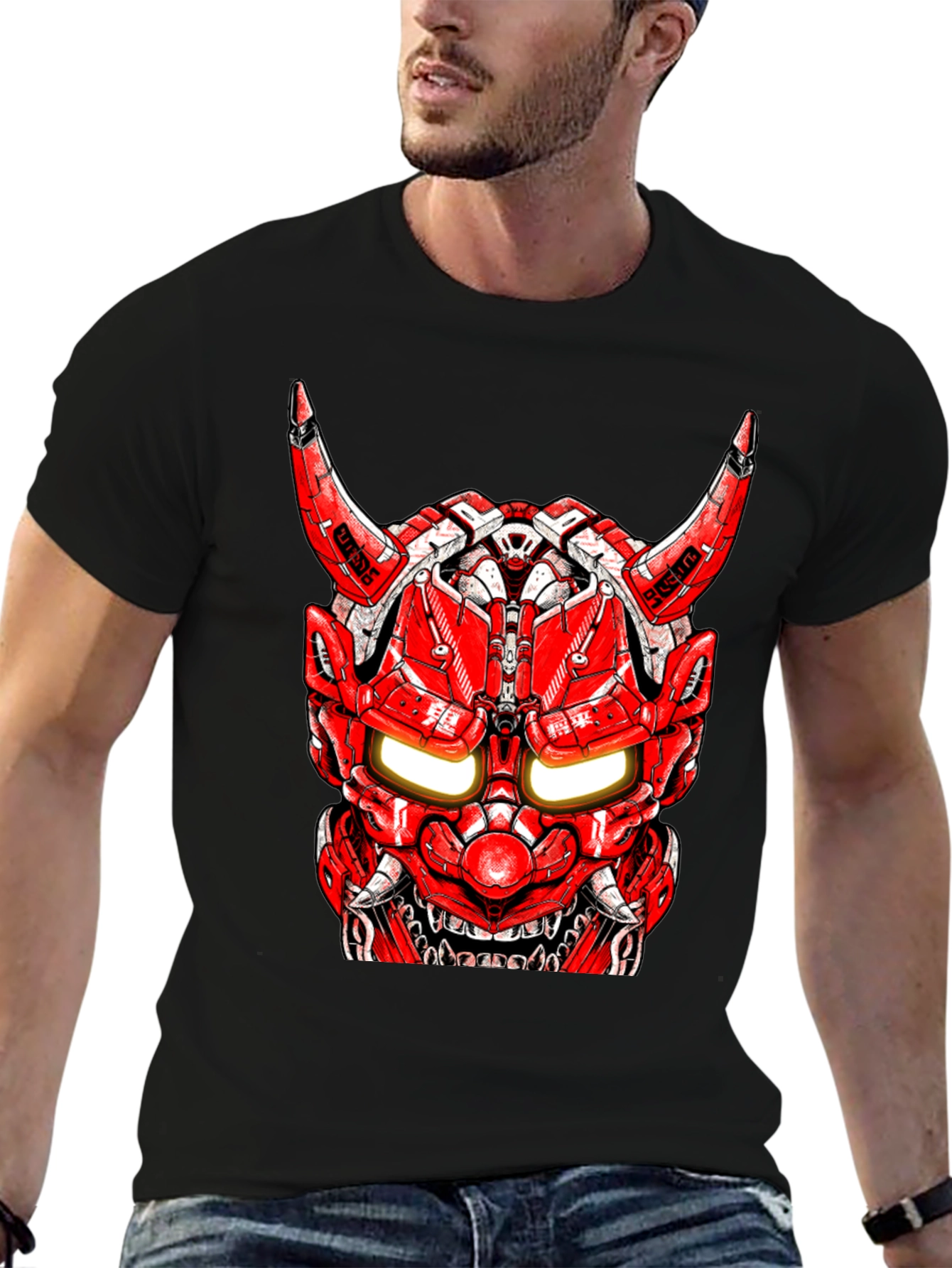 Cyberpunk Oni Mask Graphic Tee
