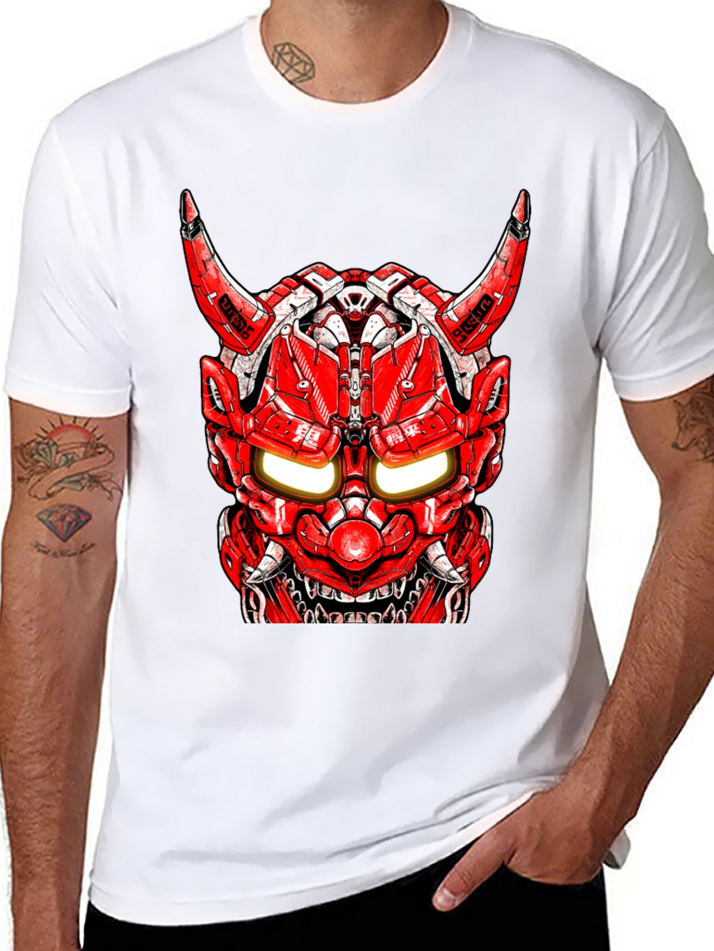 Cyberpunk Oni Mask Graphic Tee