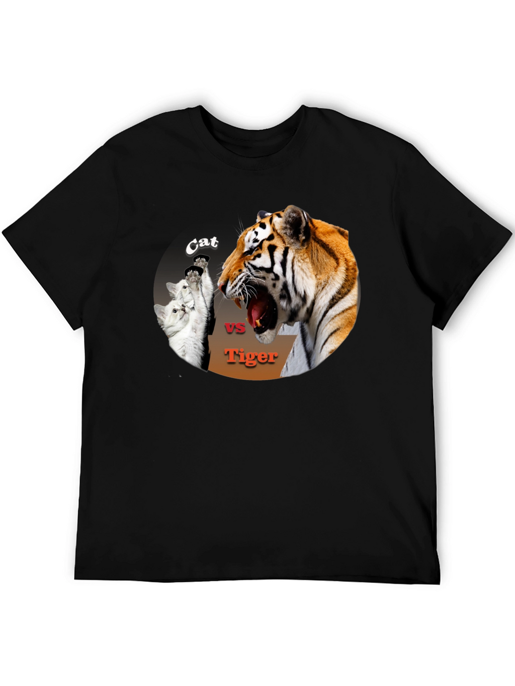 Cat vs. Tiger Black T-Shirt