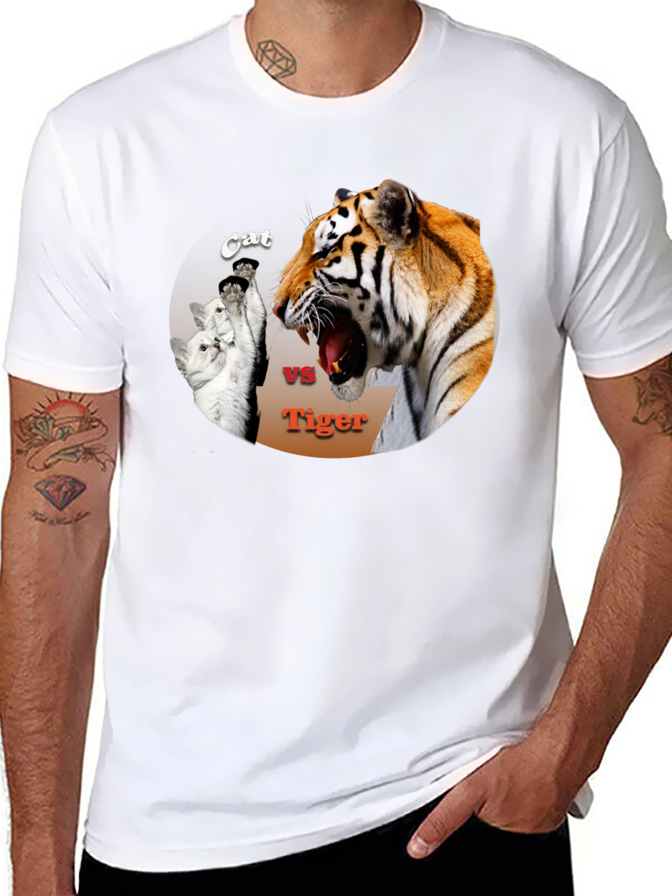 Cat vs. Tiger Black T-Shirt