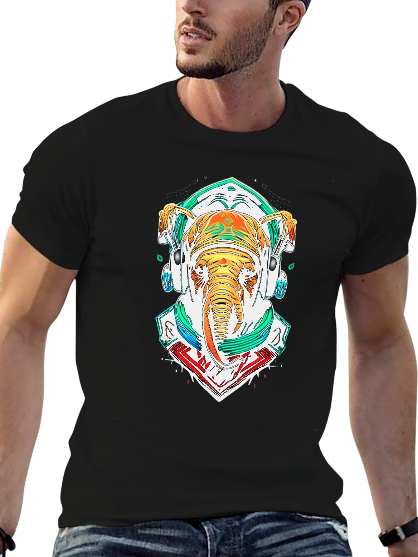 Elephant DJ Graphic Tee - Cool Art Shirt