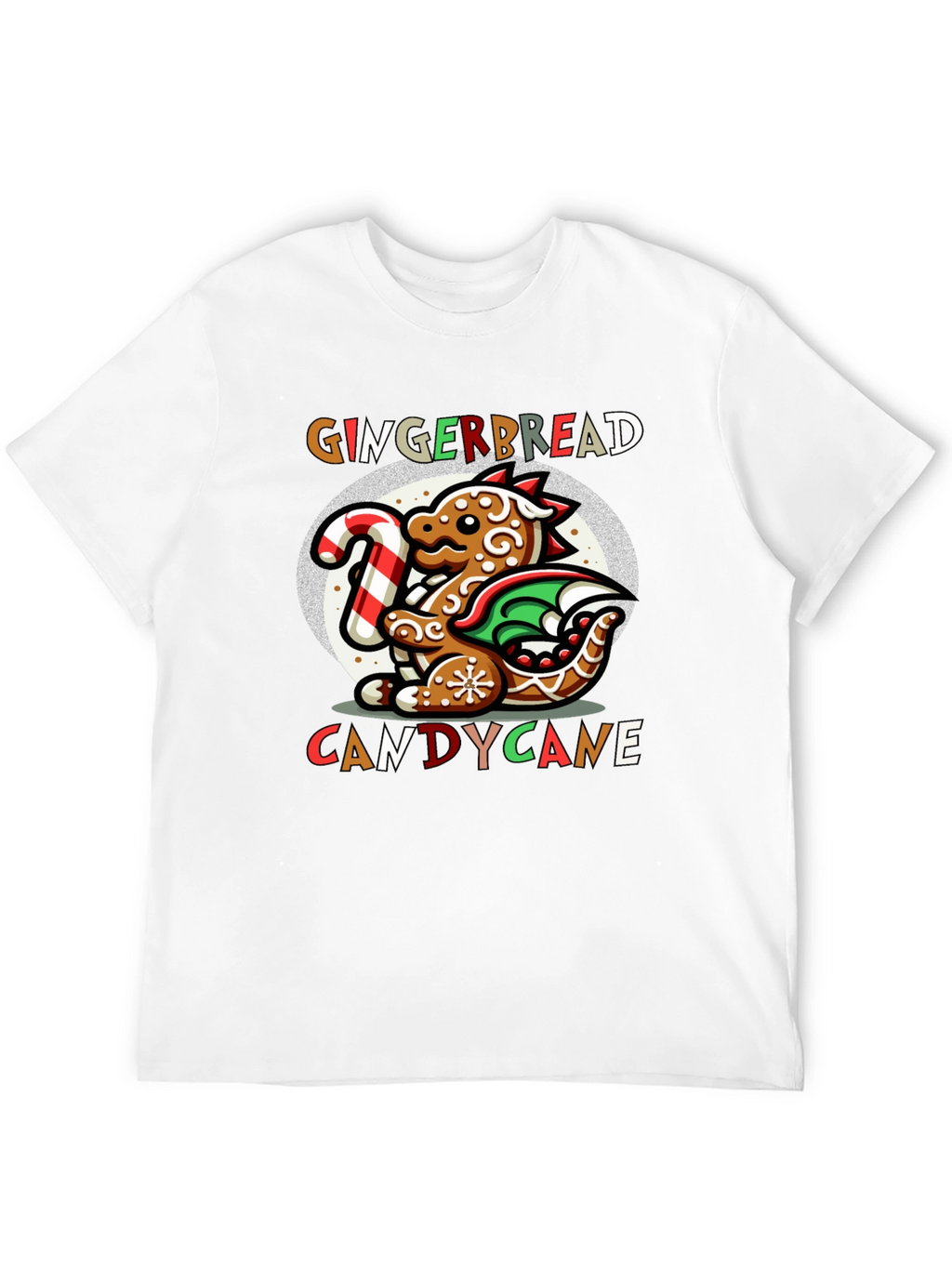 Gingerbread Dragon Candy Cane Christmas T-Shirt