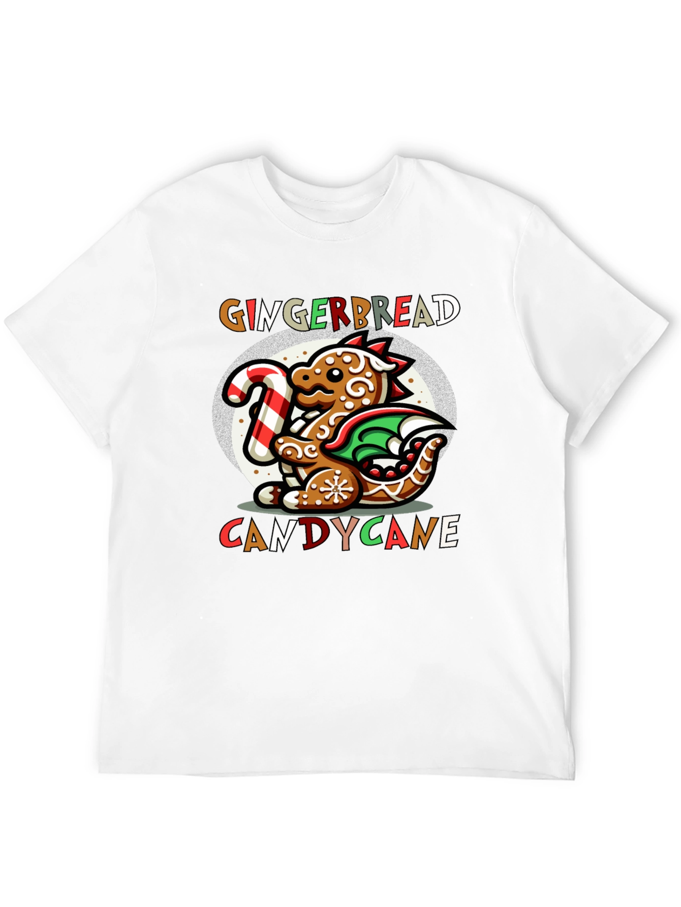 Gingerbread Dragon Candy Cane Christmas T-Shirt