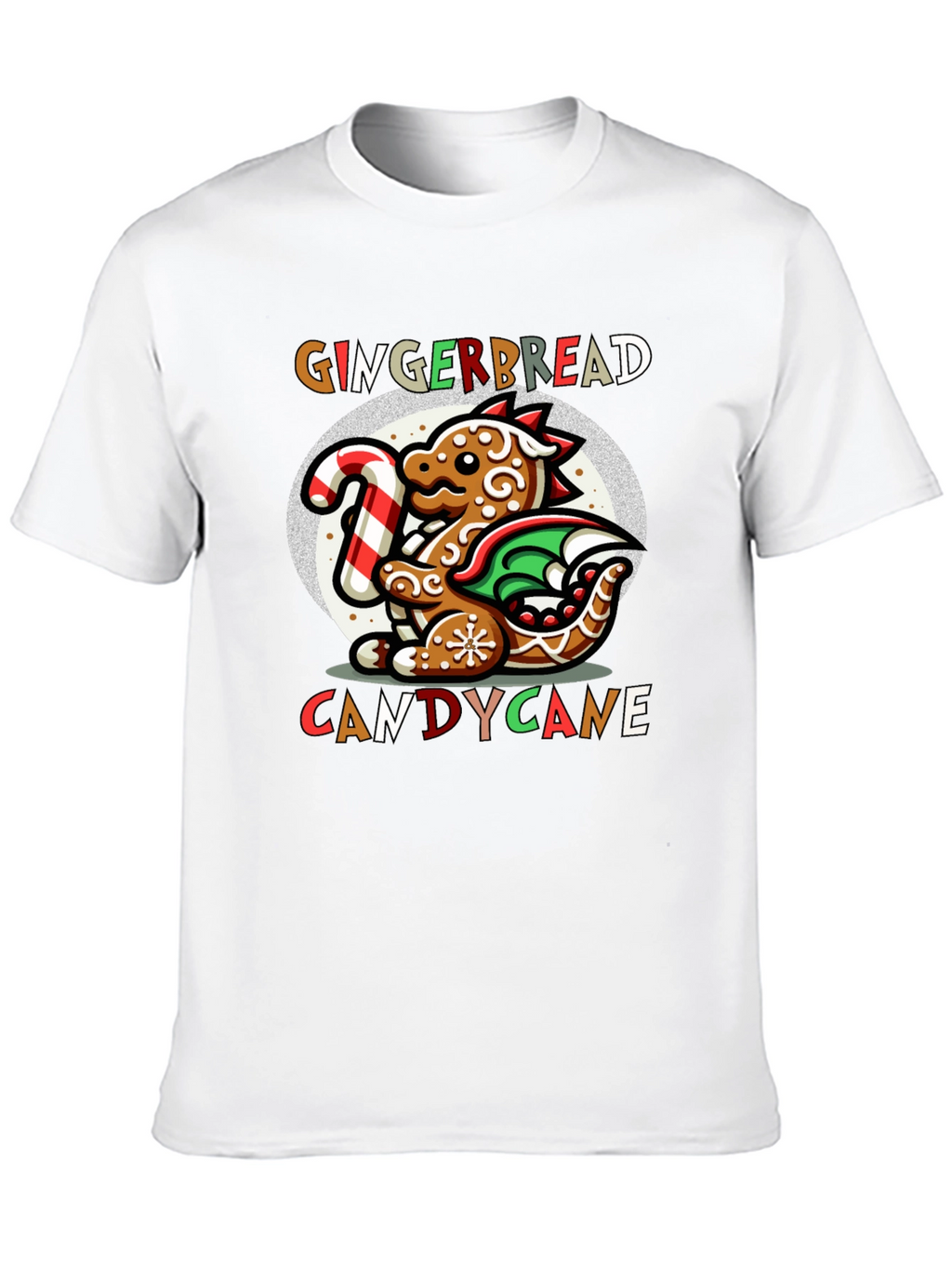 Gingerbread Dragon Candy Cane Christmas T-Shirt