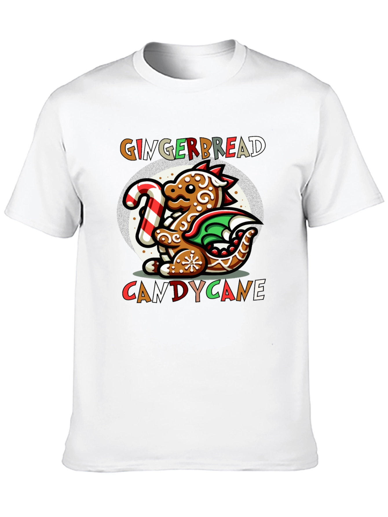 Gingerbread Dragon Candy Cane Christmas T-Shirt
