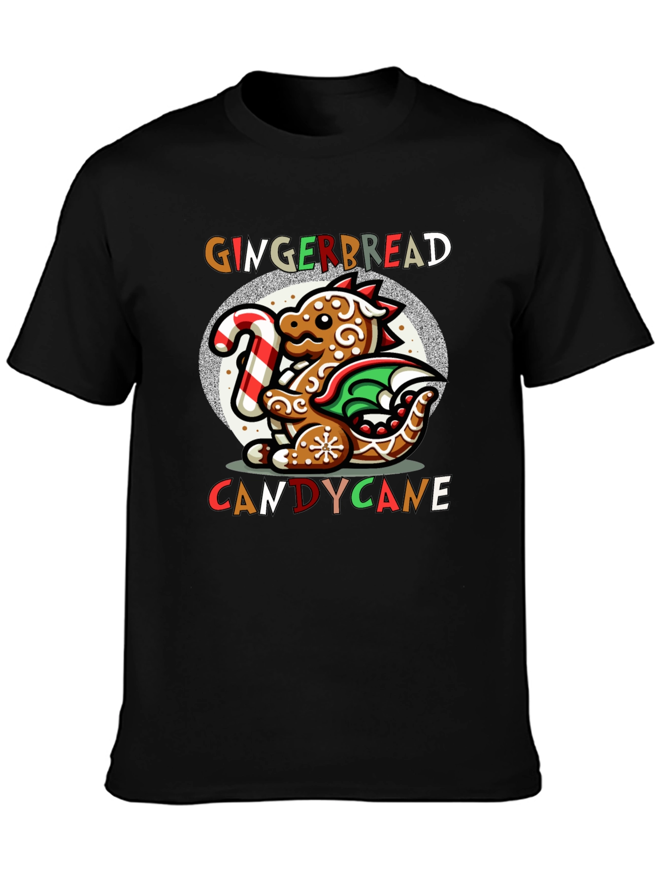 Gingerbread Dragon Candy Cane Christmas T-Shirt