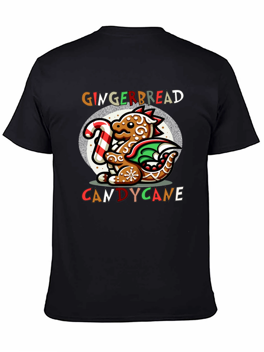 Gingerbread Dragon Candy Cane Christmas T-Shirt