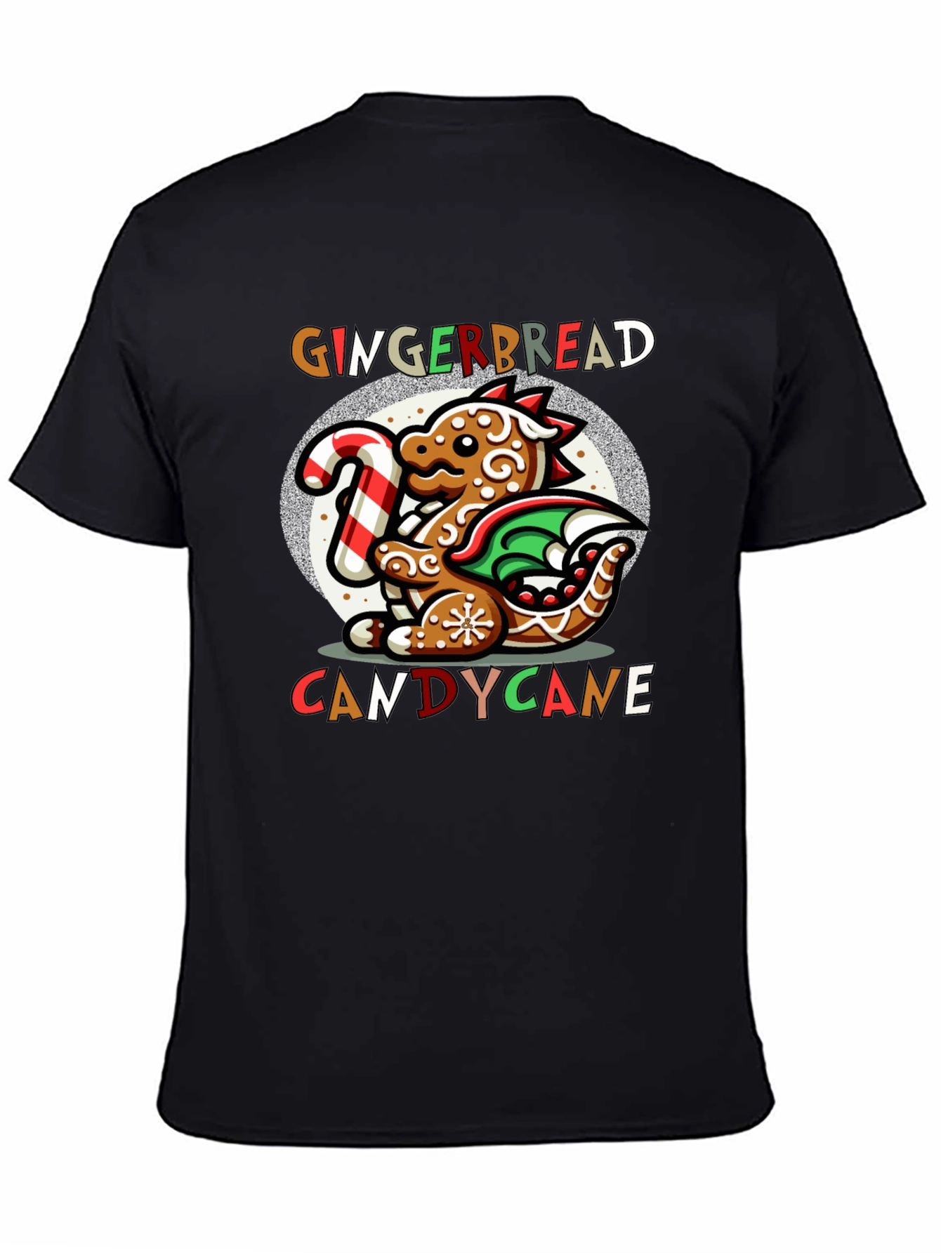 Gingerbread Dragon Candy Cane Christmas T-Shirt