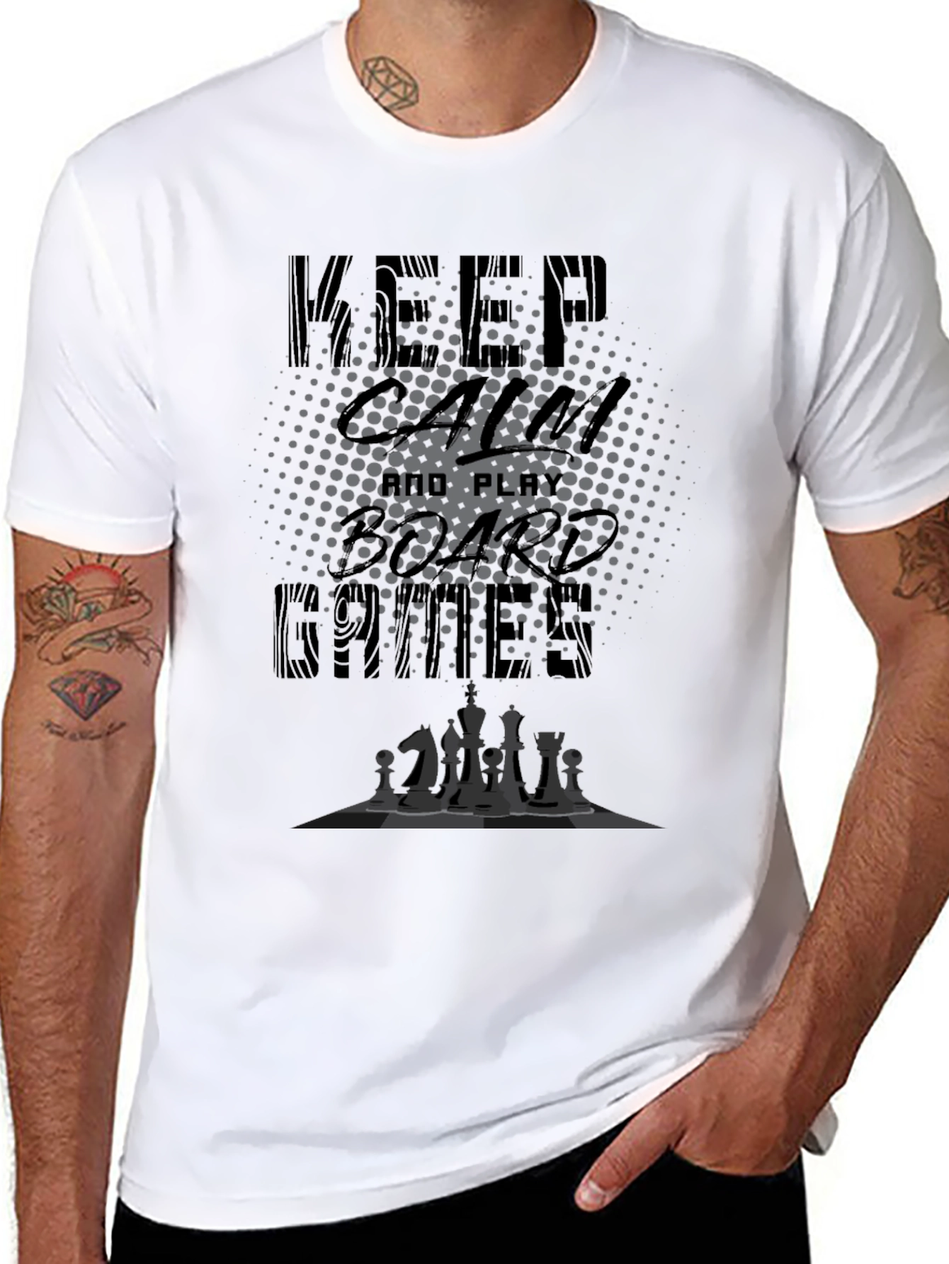 Keep Calm and Play Board Games Black T-Shirt