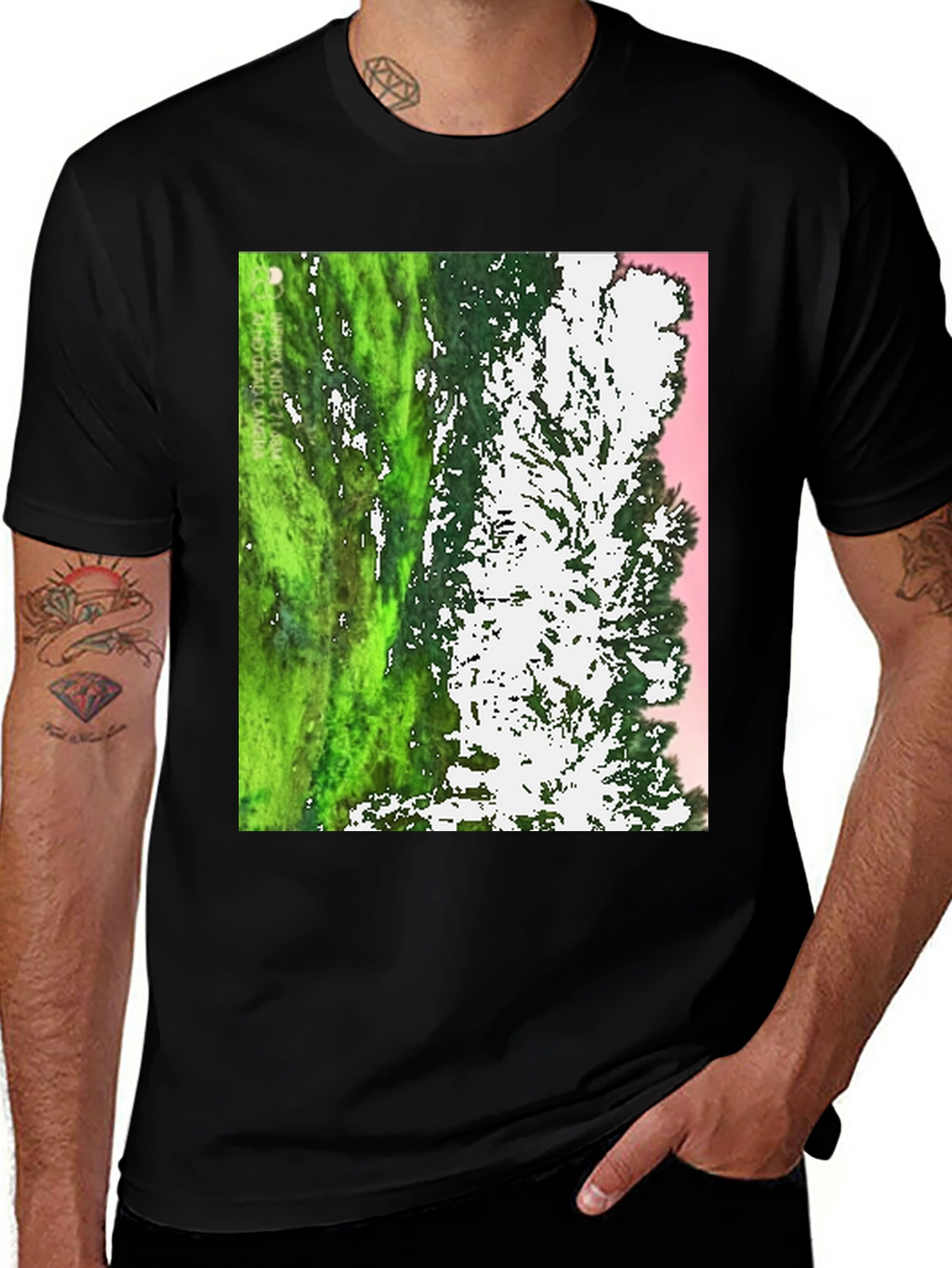 Unique Tree Print Black T-Shirt