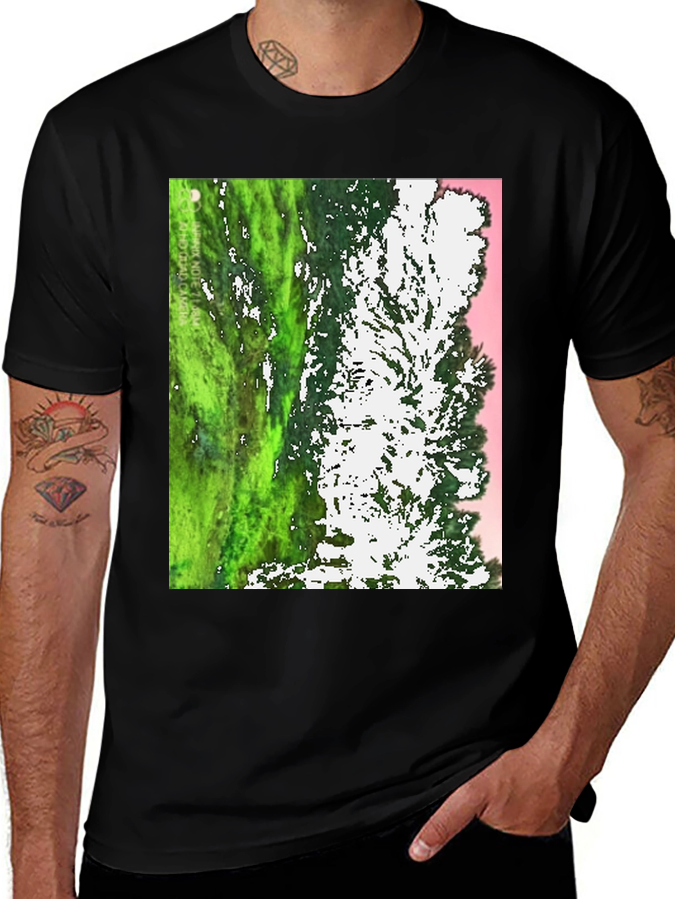 Unique Tree Print Black T-Shirt