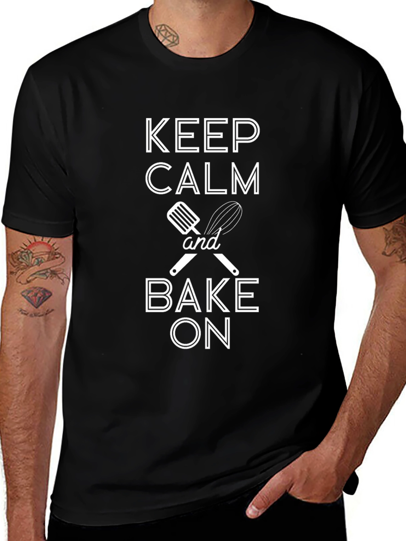 Keep Calm and Bake On Black T-Shirt