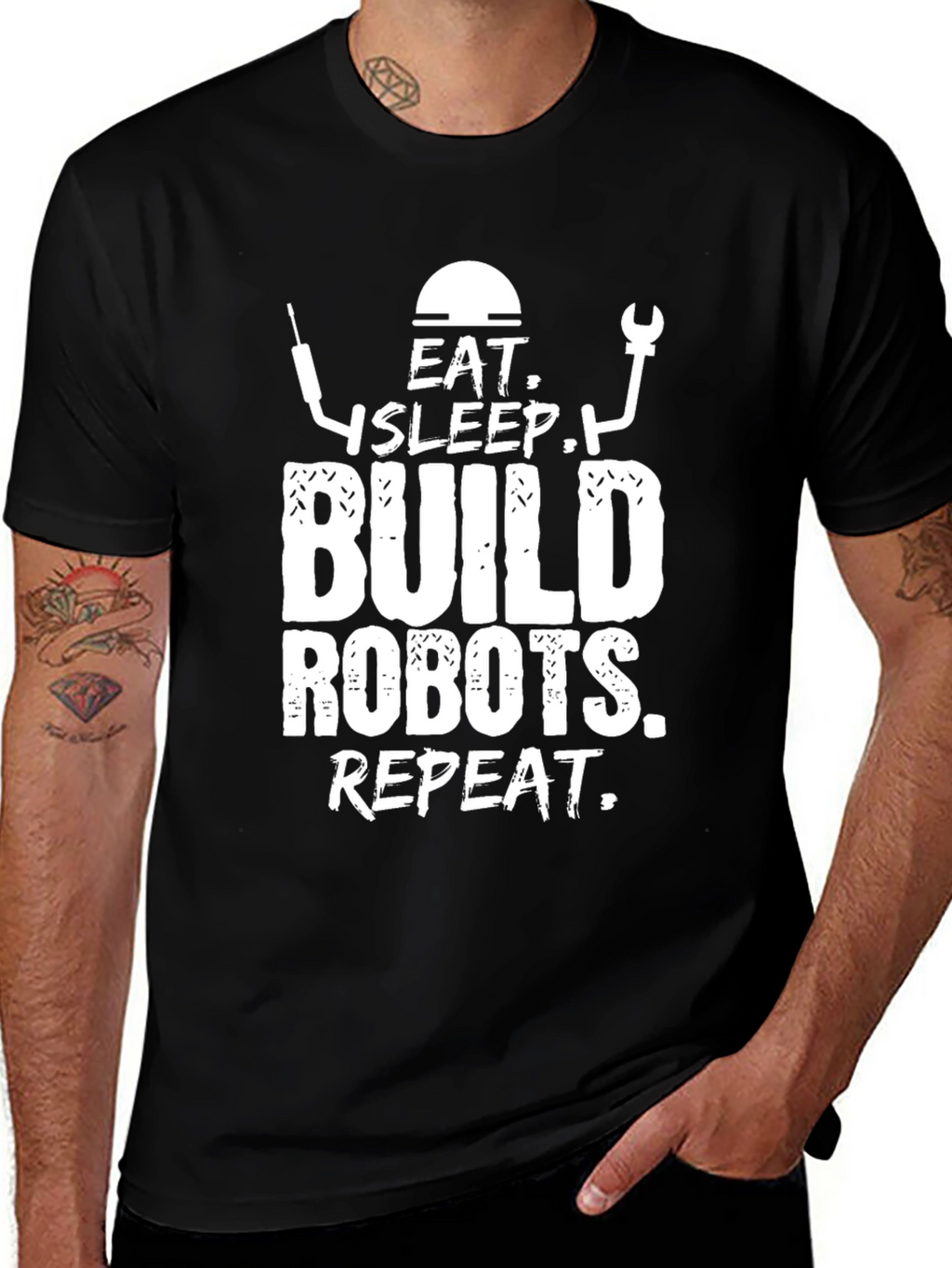 Eat Sleep Build Robots Repeat - Funny T-Shirt