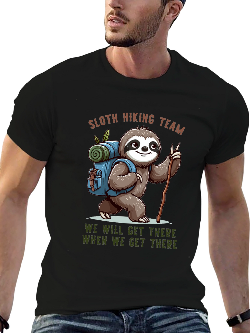 Sloth Hiking Team Black T-Shirt