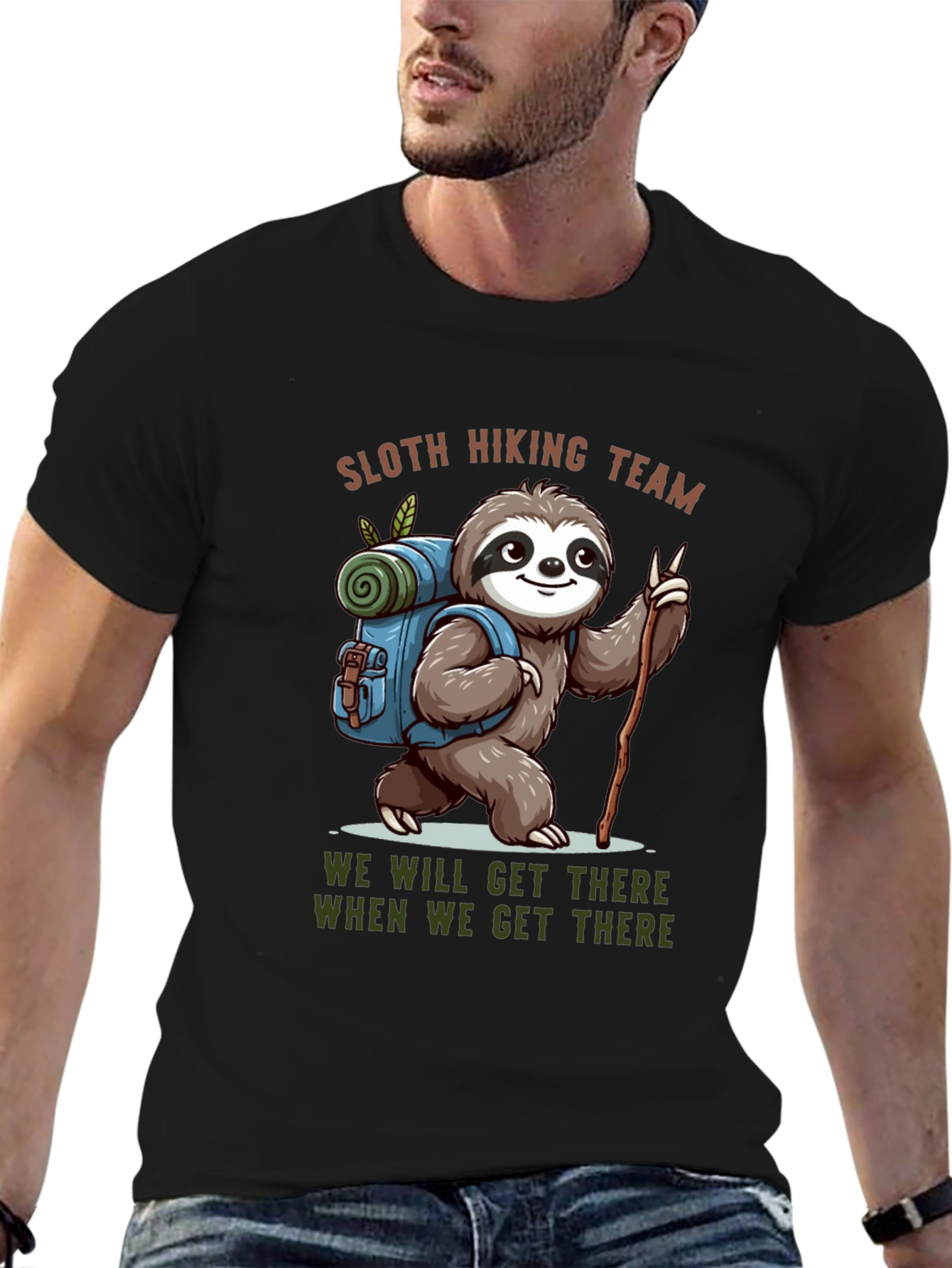 Sloth Hiking Team Black T-Shirt