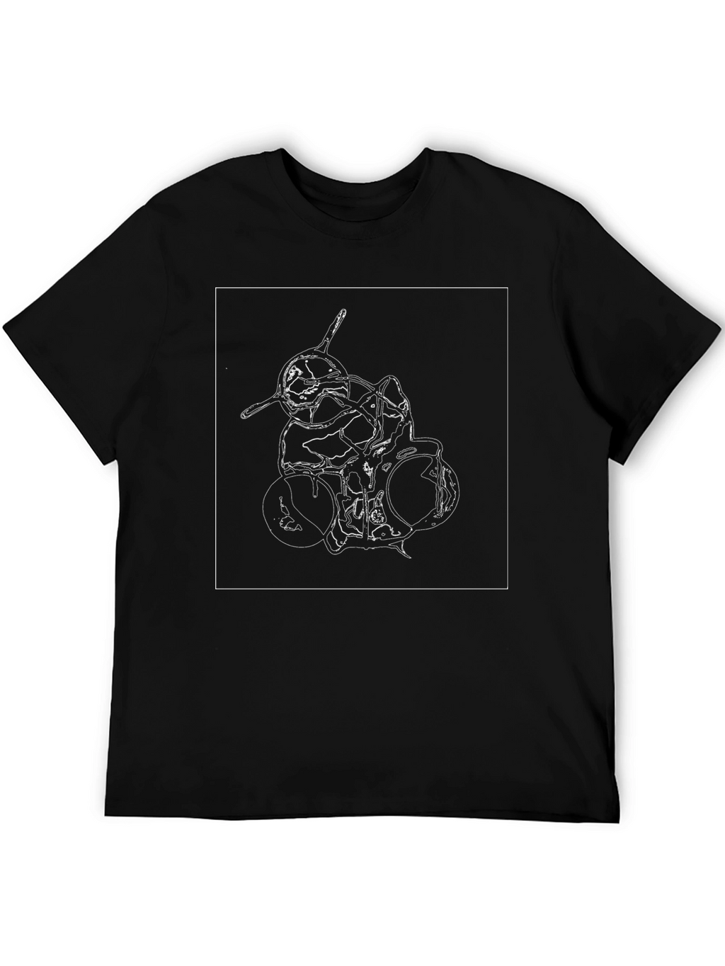 Abstract Drum Set Graphic Tee - Black Cotton T-Shirt