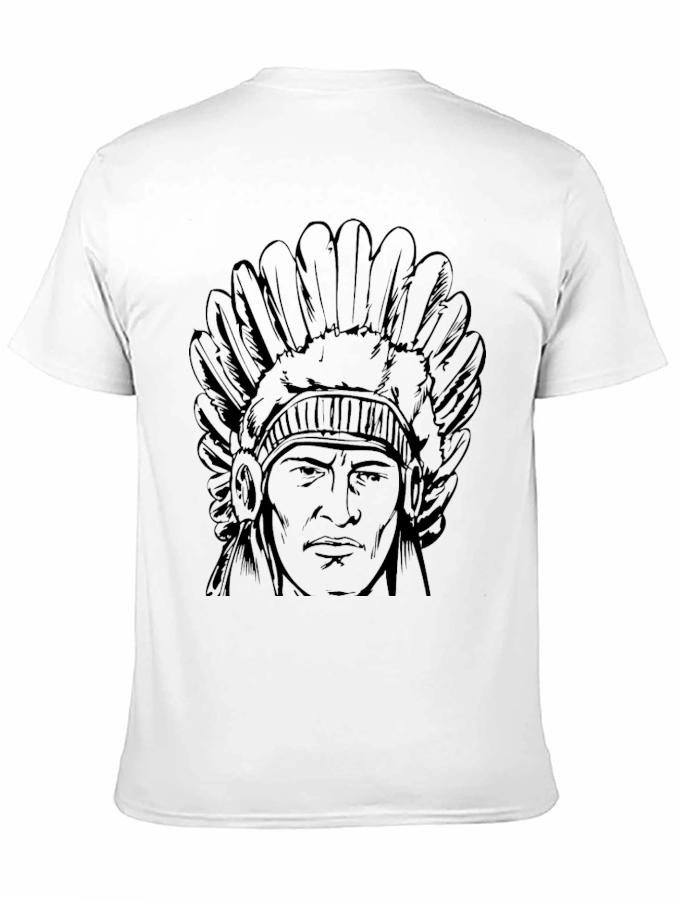 Native American Chief Head T-Shirt - Black