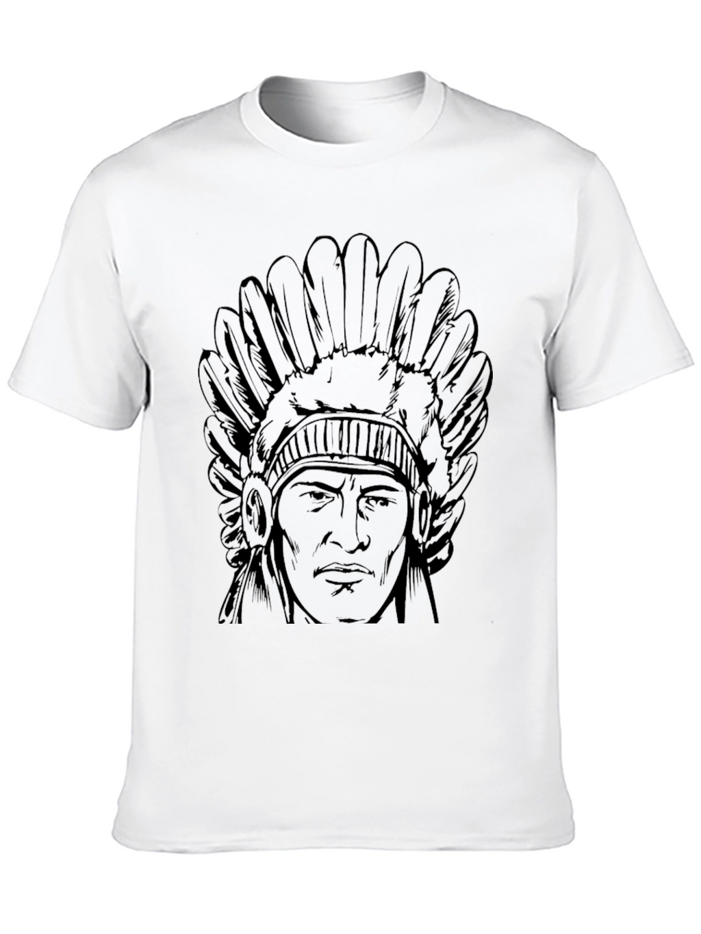 Native American Chief Head T-Shirt - Black