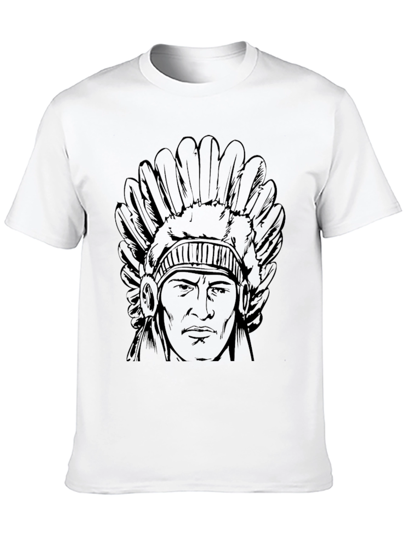Native American Chief Head T-Shirt - Black