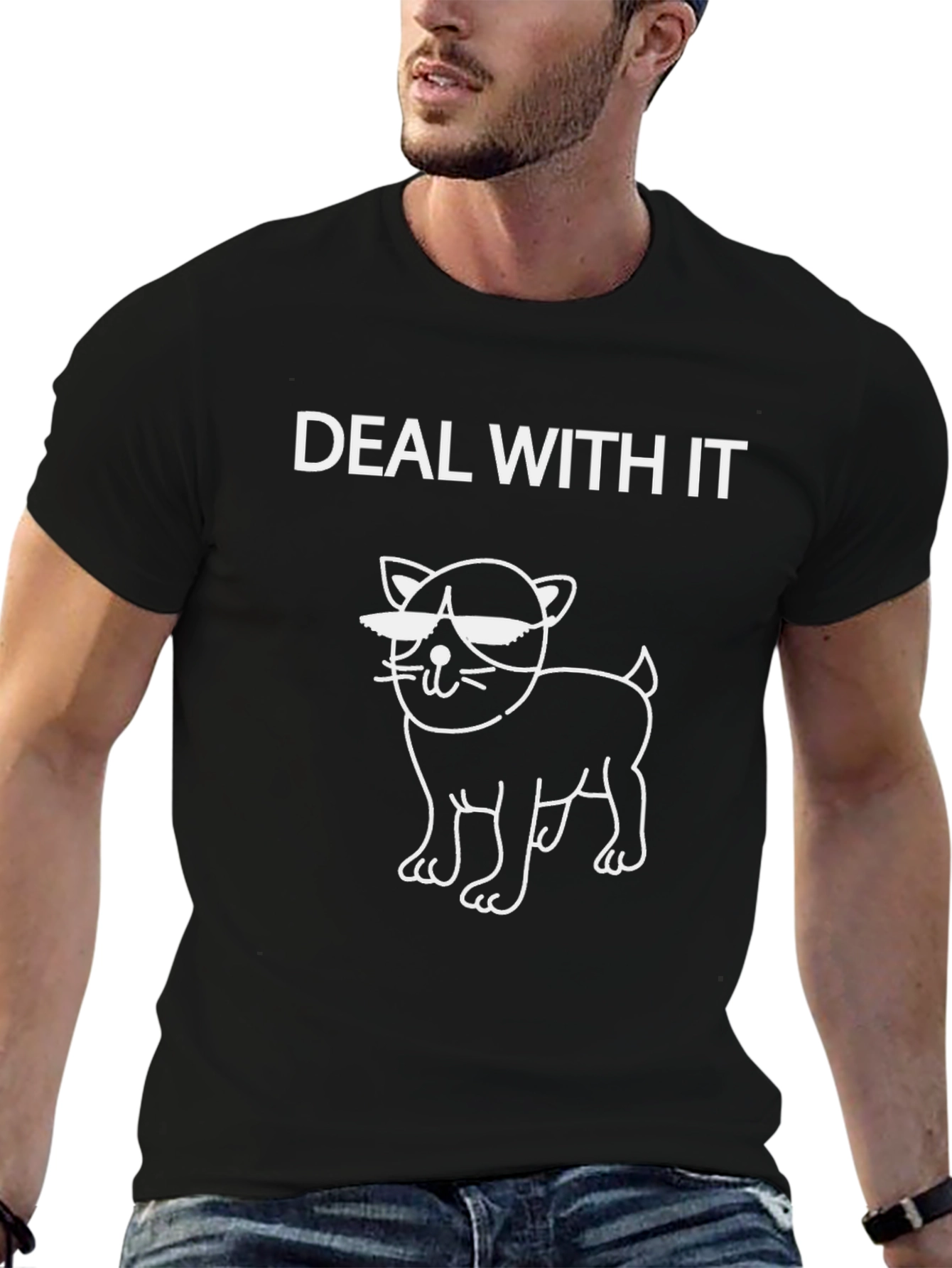 Deal With It Cat T-Shirt - Funny Graphic Tee