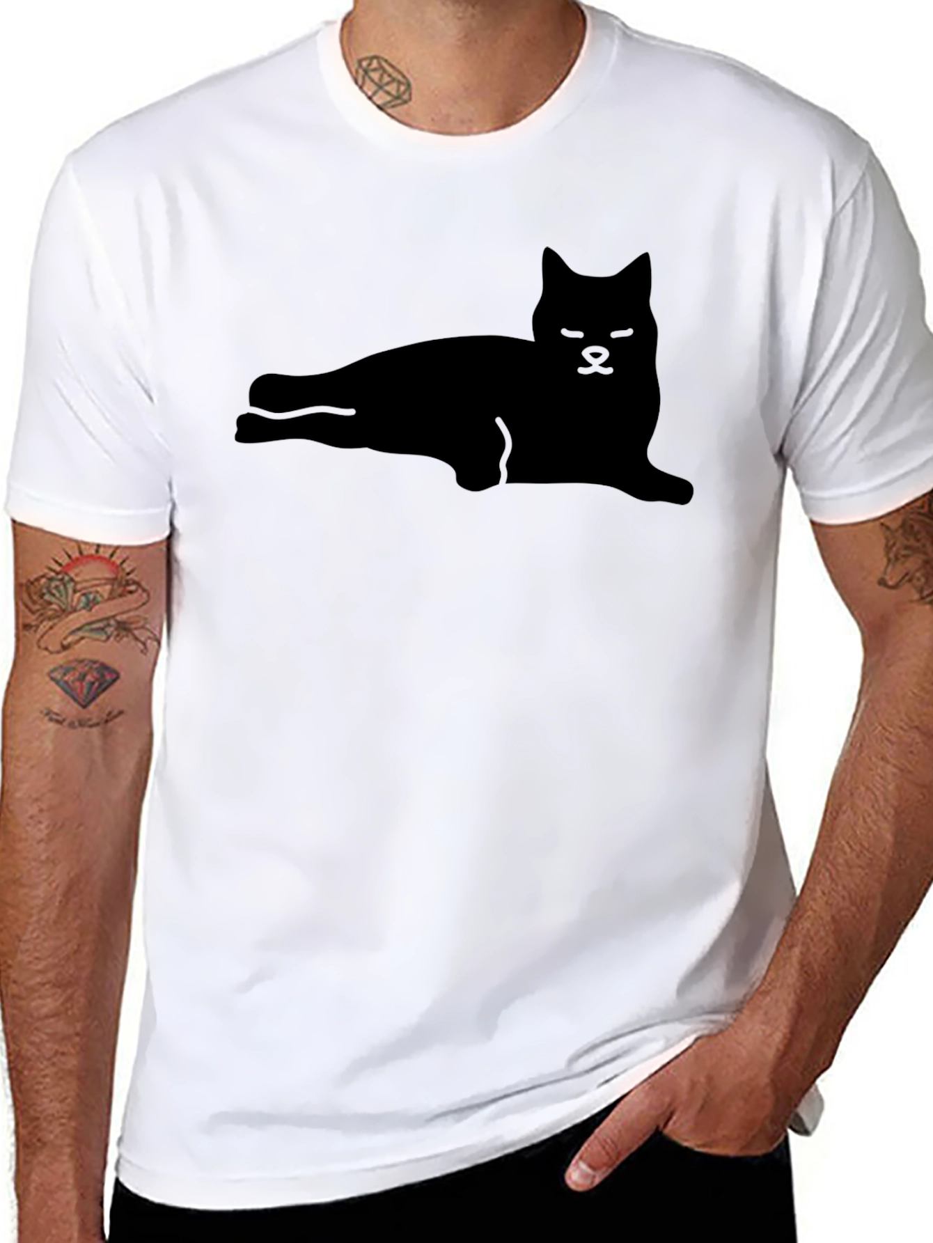 Cool Cat Silhouette Black T-Shirt