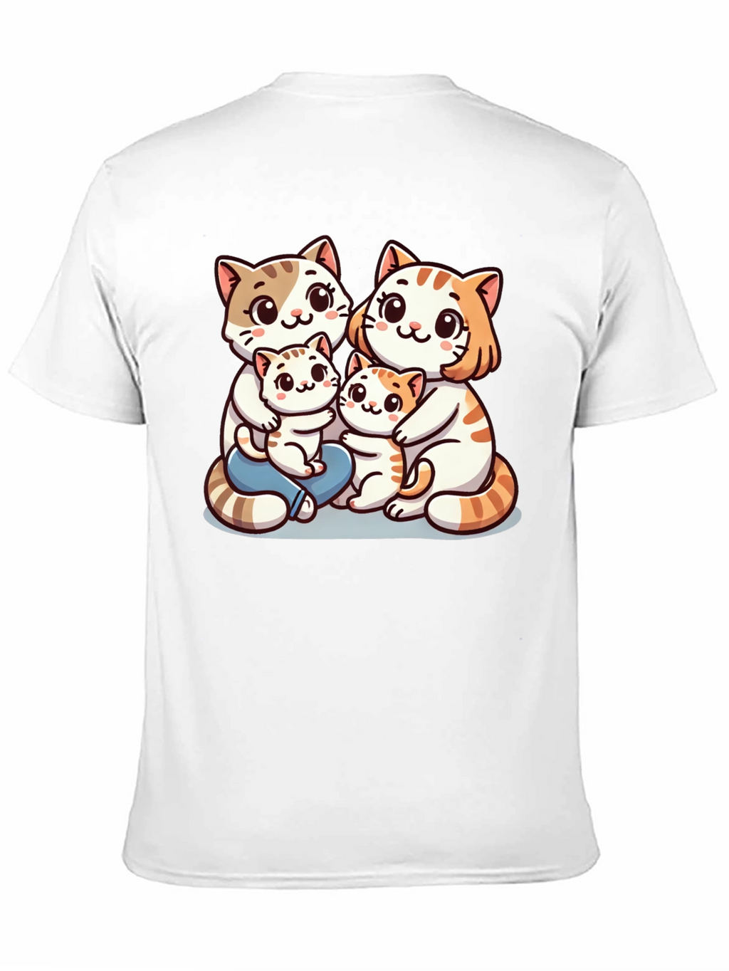 Cute Cat Family Graphic Tee - Black