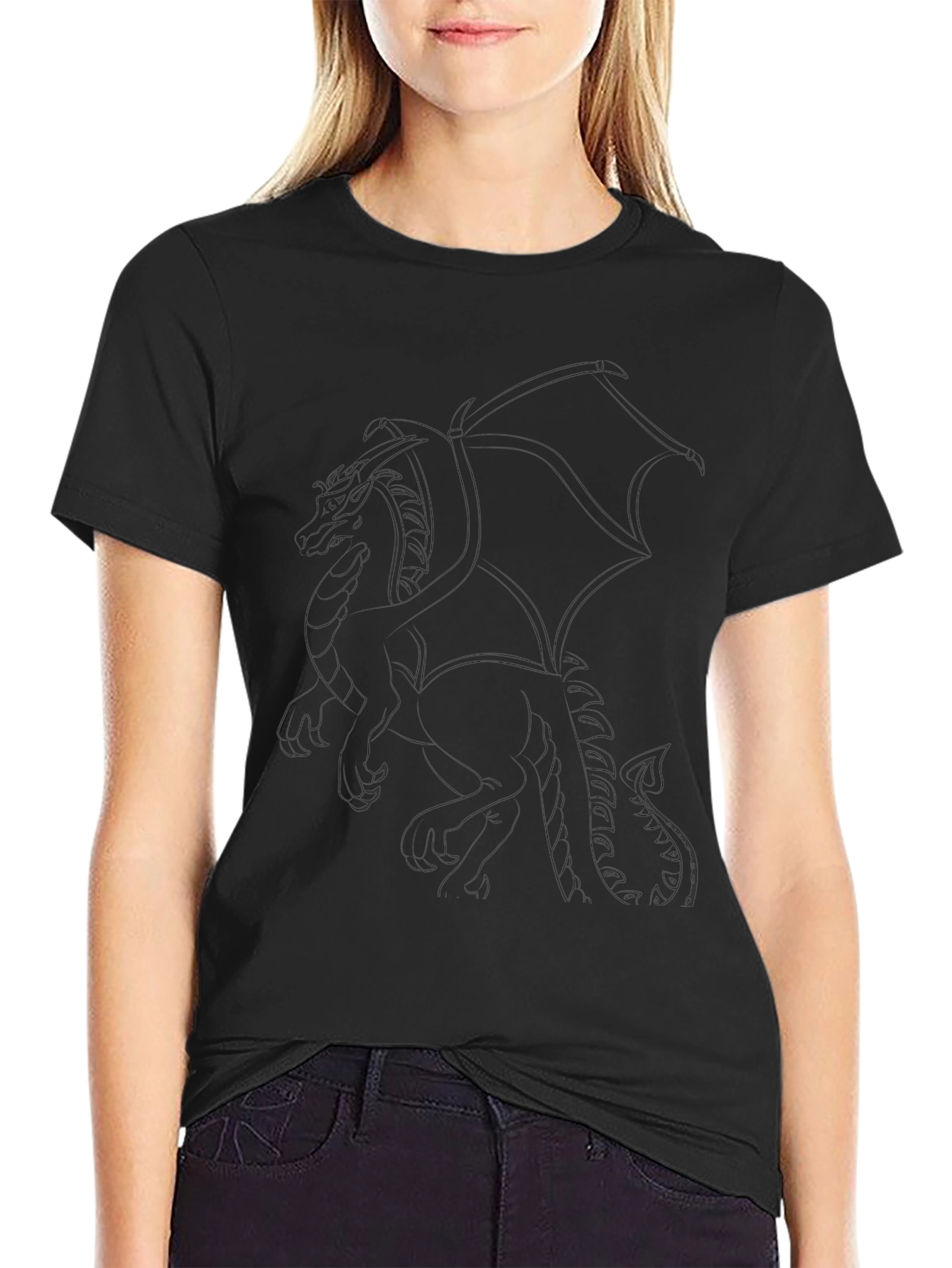 Black Dragon Outline Graphic T-Shirt