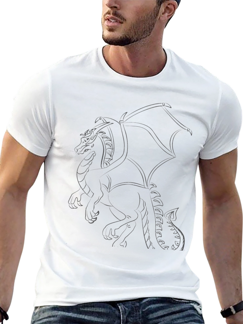 Black Dragon Outline Graphic T-Shirt
