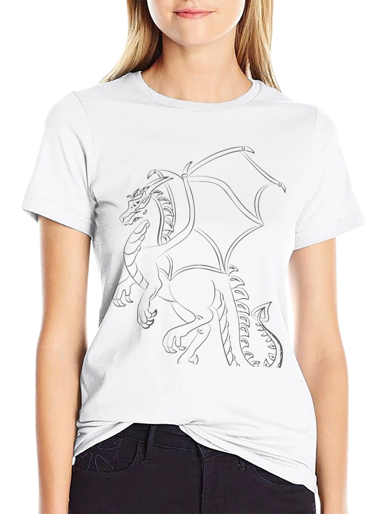 Black Dragon Outline Graphic T-Shirt