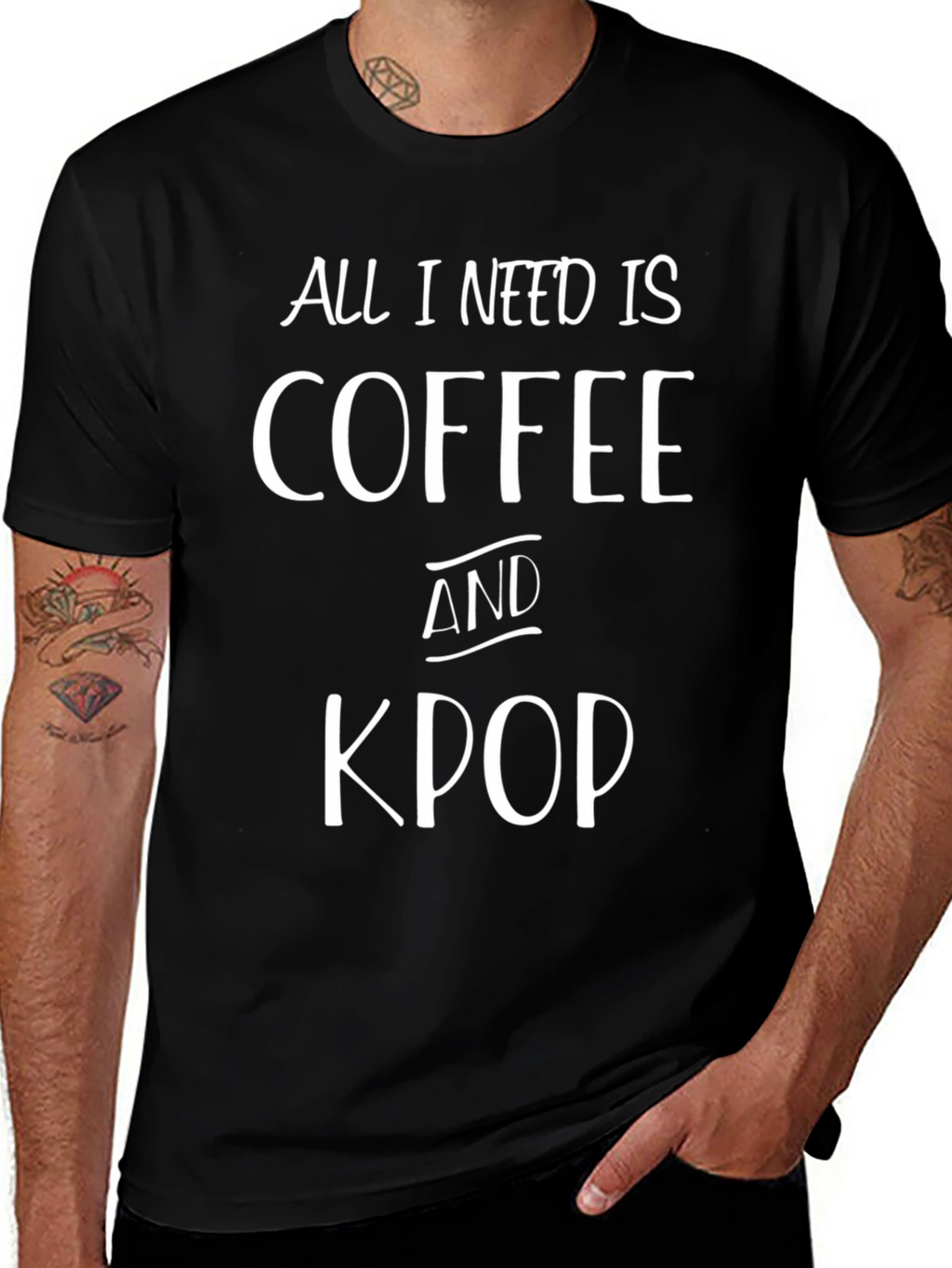 Coffee and Kpop Black T-Shirt
