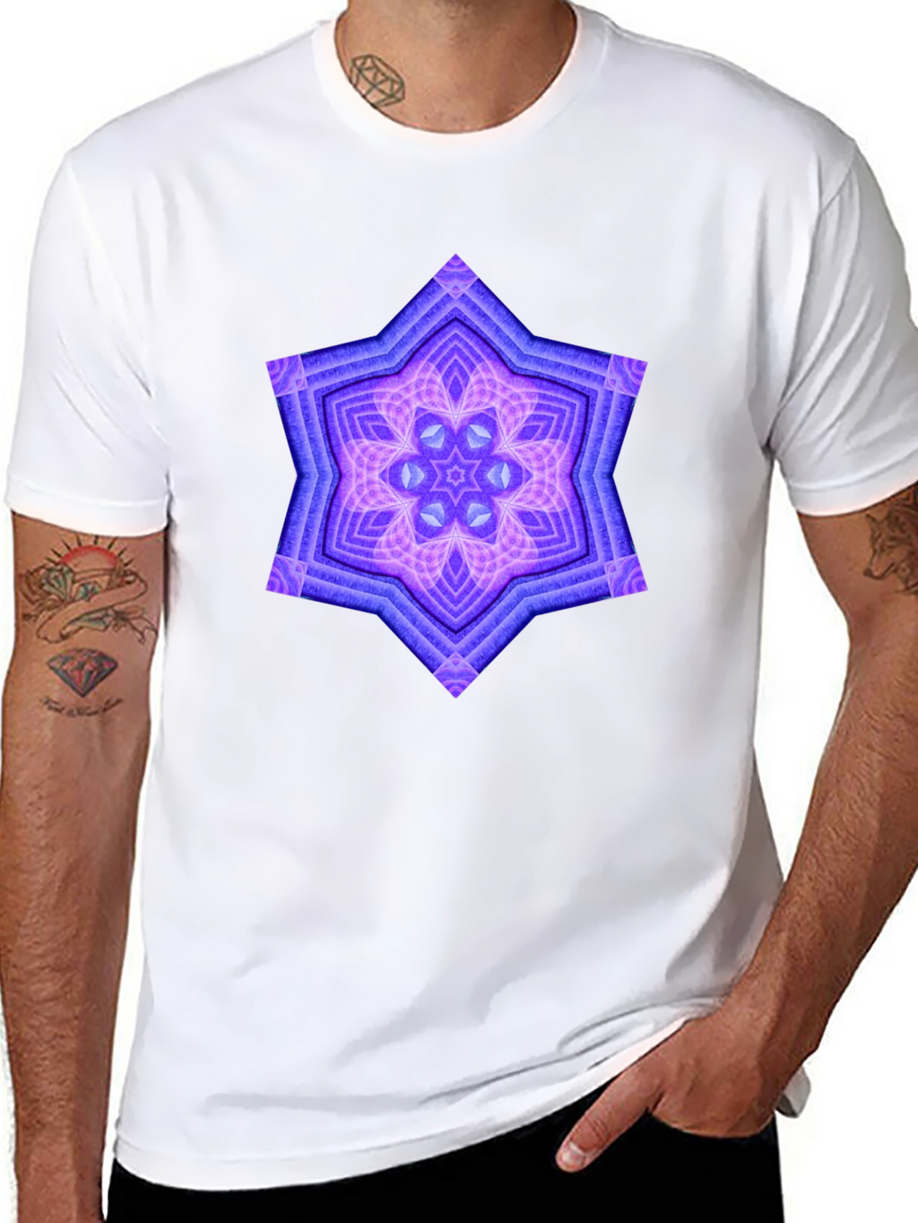 Geometric Starburst Graphic Tee - Black