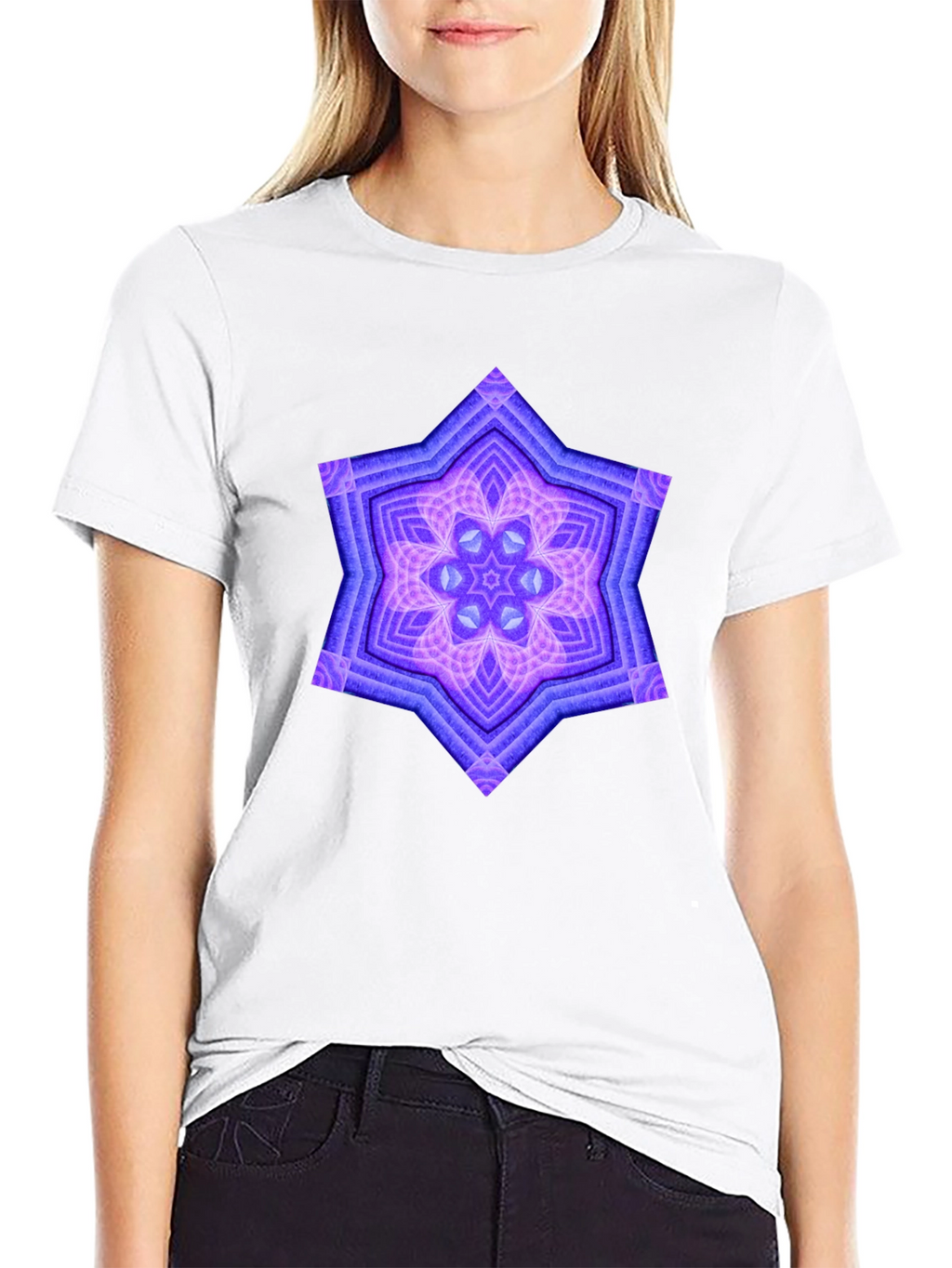Geometric Starburst Graphic Tee - Black